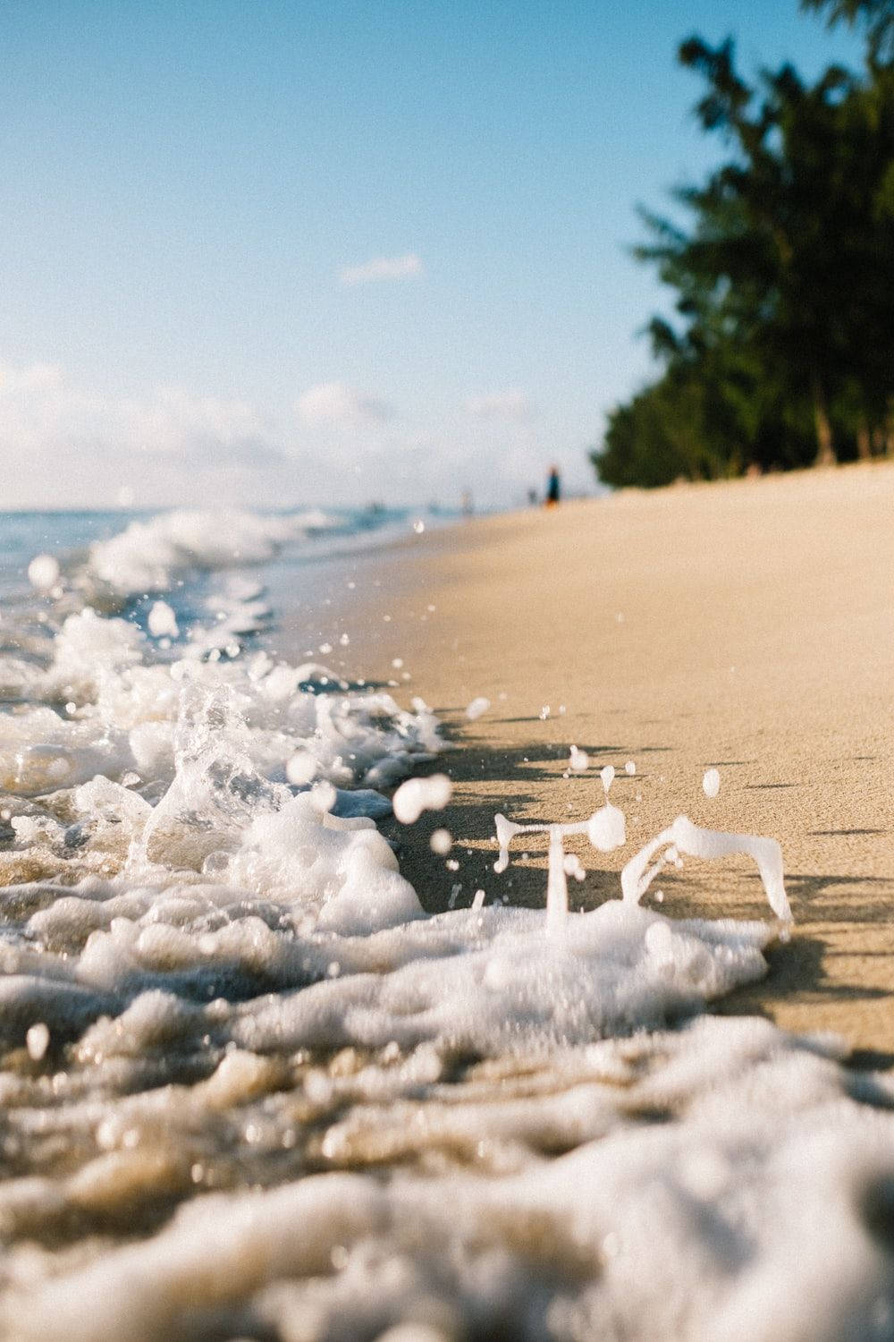 Mauritius, golden sand, foamy ocean waves, HD Phone Wallpaper