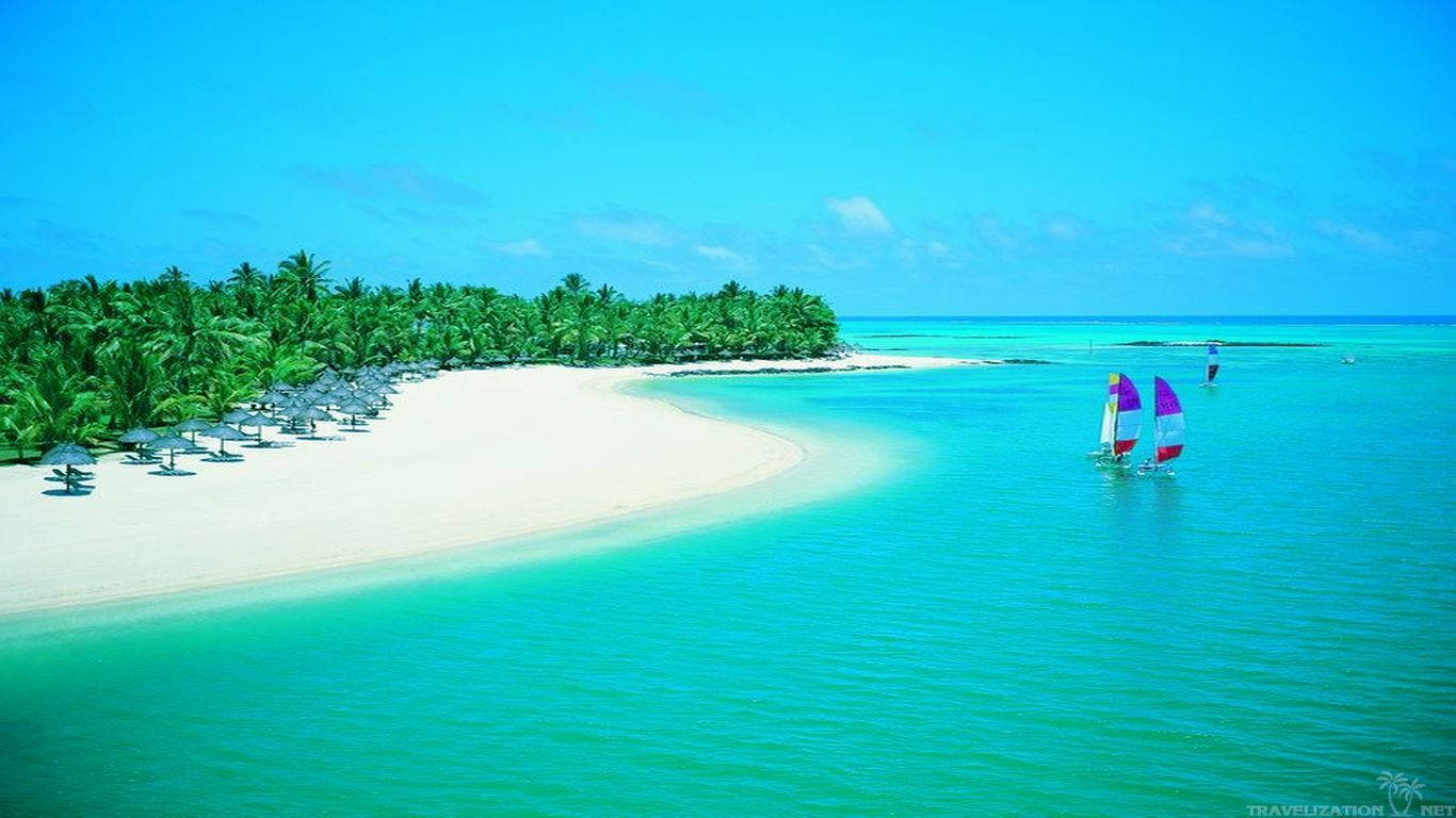 Mauritius, turquoise waters, sailboats, HD Desktop Wallpaper