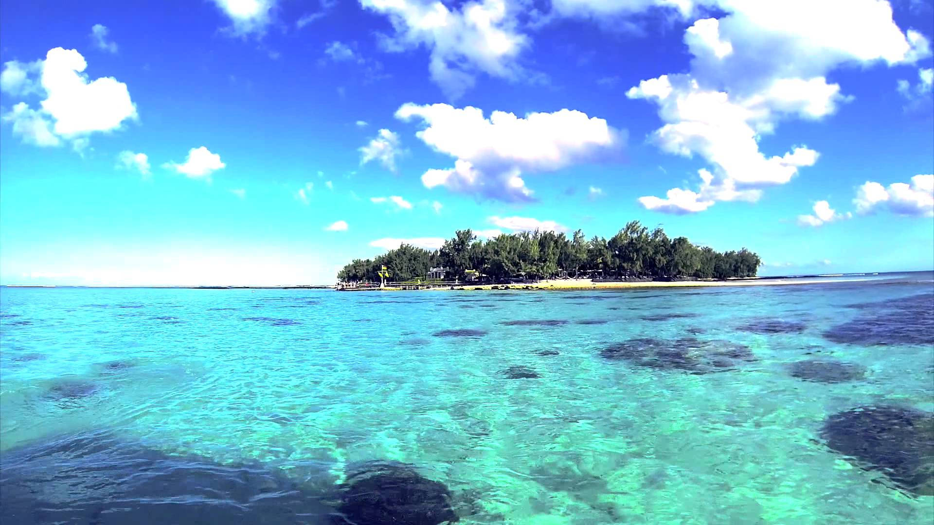 Mauritius, turquoise lagoon, lush green island, Full HD Desktop Wallpaper