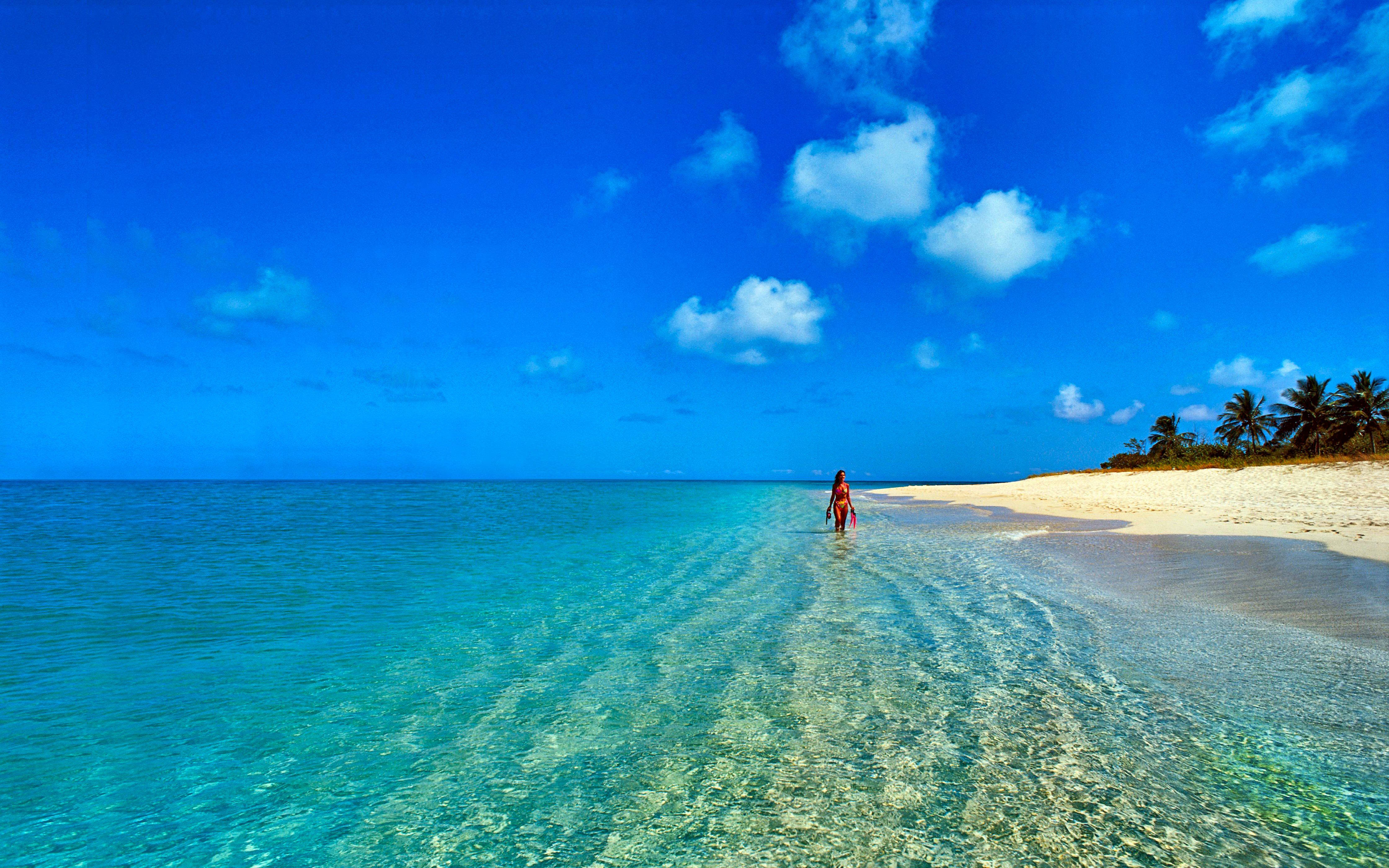 Mauritius, turquoise water, white sandy beach, 4K Desktop Wallpaper