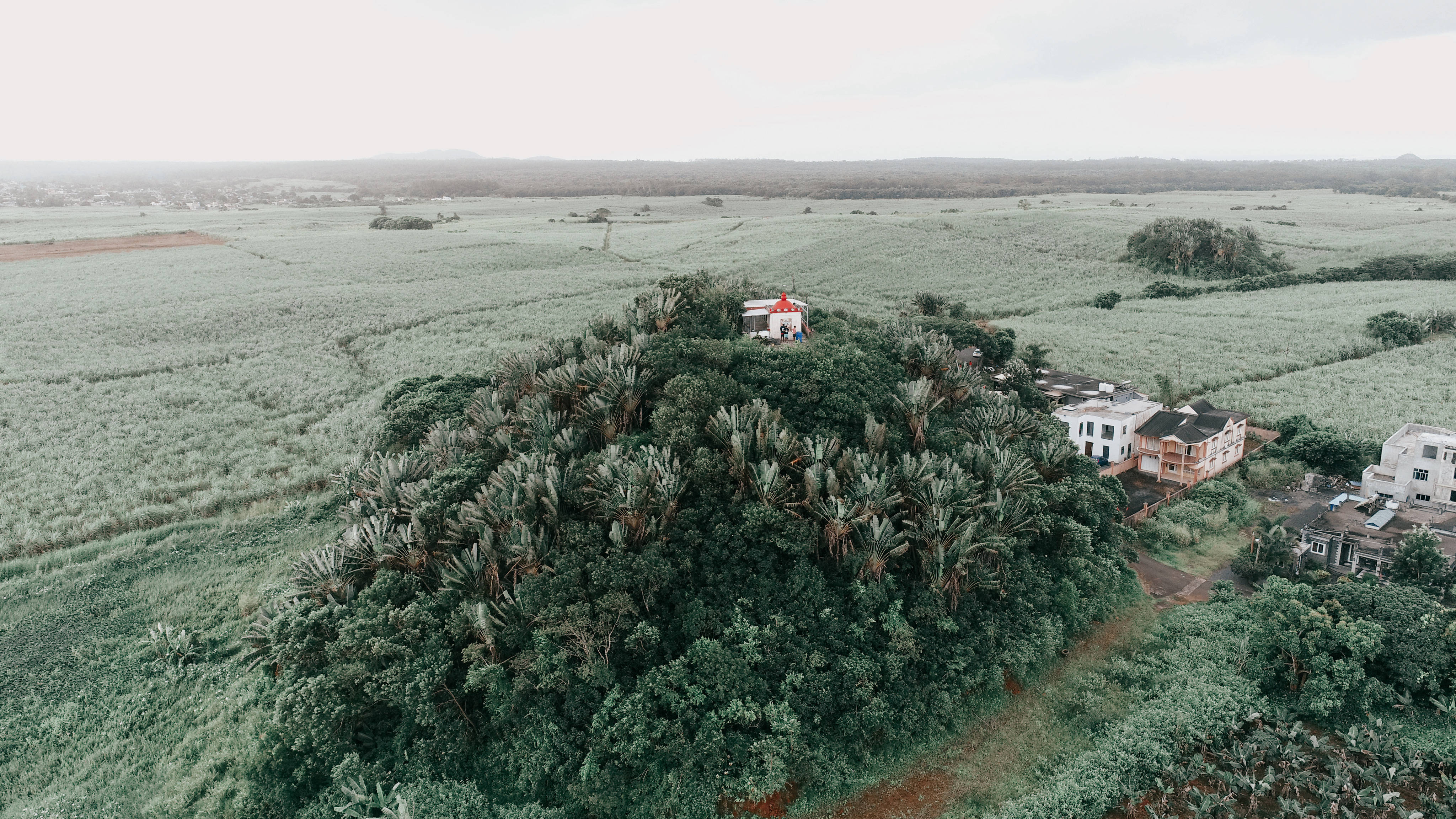Mauritius, farm land, houses, 4K Desktop Wallpaper