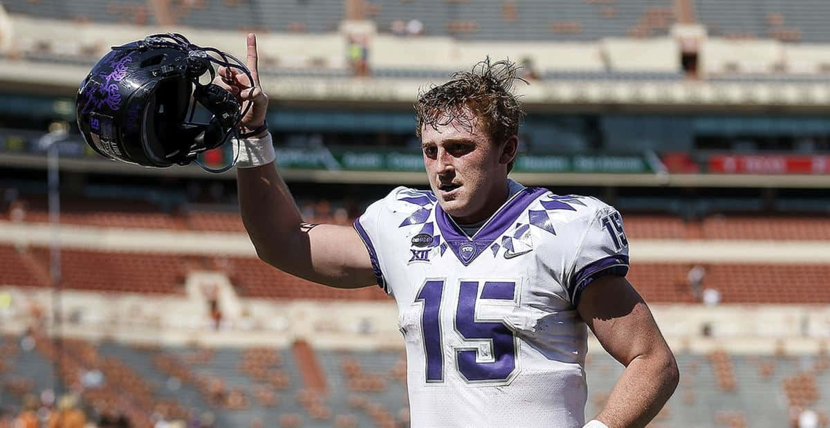 Max Duggan, white and purple uniform, number 15, SD Desktop Wallpaper