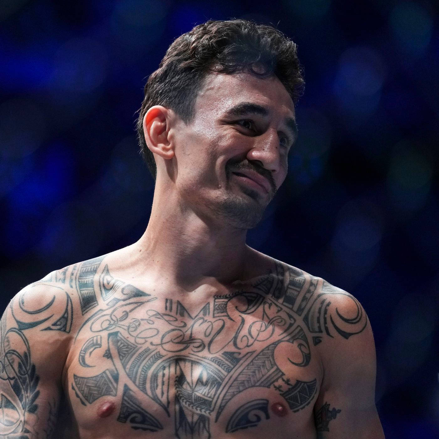 Max Holloway, tattooed fighter, arena lights, HD Desktop Wallpaper