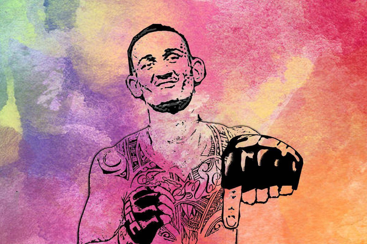 Max Holloway, black gloves, vibrant watercolor background, SD Desktop Wallpaper