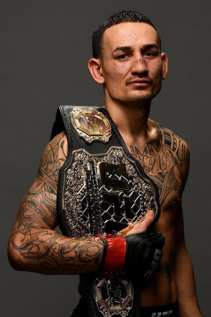 Max Holloway, championship belt, tattooed mixed martial artist, SD Phone Wallpaper