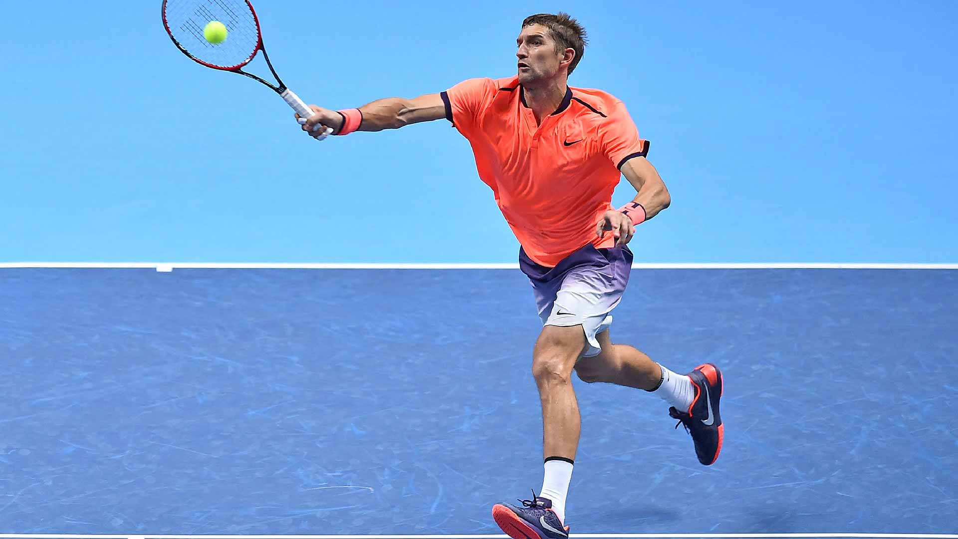 Max Mirnyi, orange shirt, yellow ball, Full HD Desktop Wallpaper