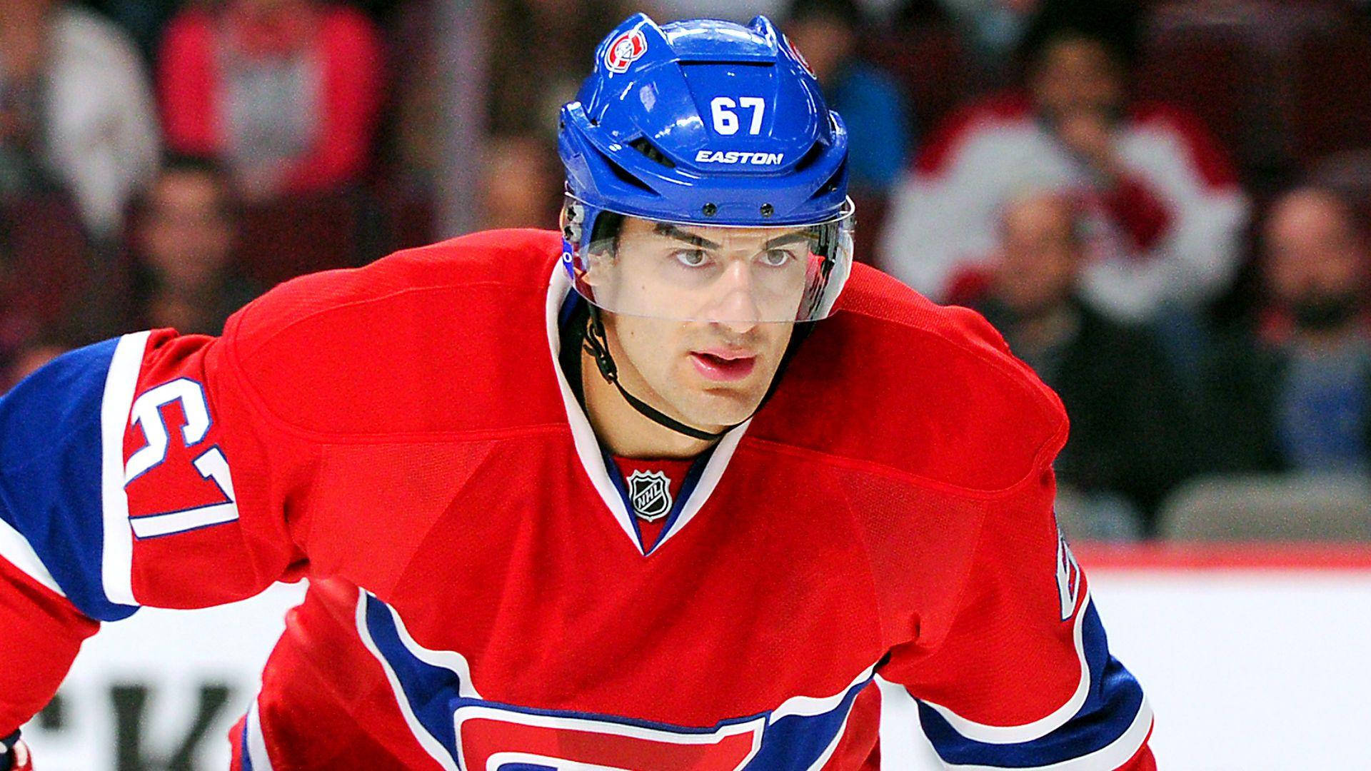 Max Pacioretty, red blue jersey, number 67, Full HD Desktop Wallpaper
