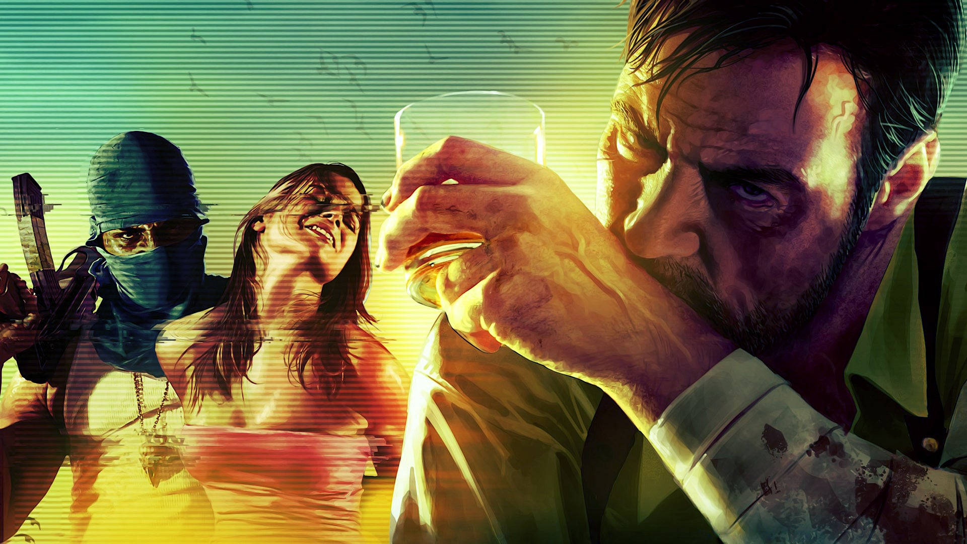 Max Payne, whiskey, masked gunman, Full HD Desktop Wallpaper