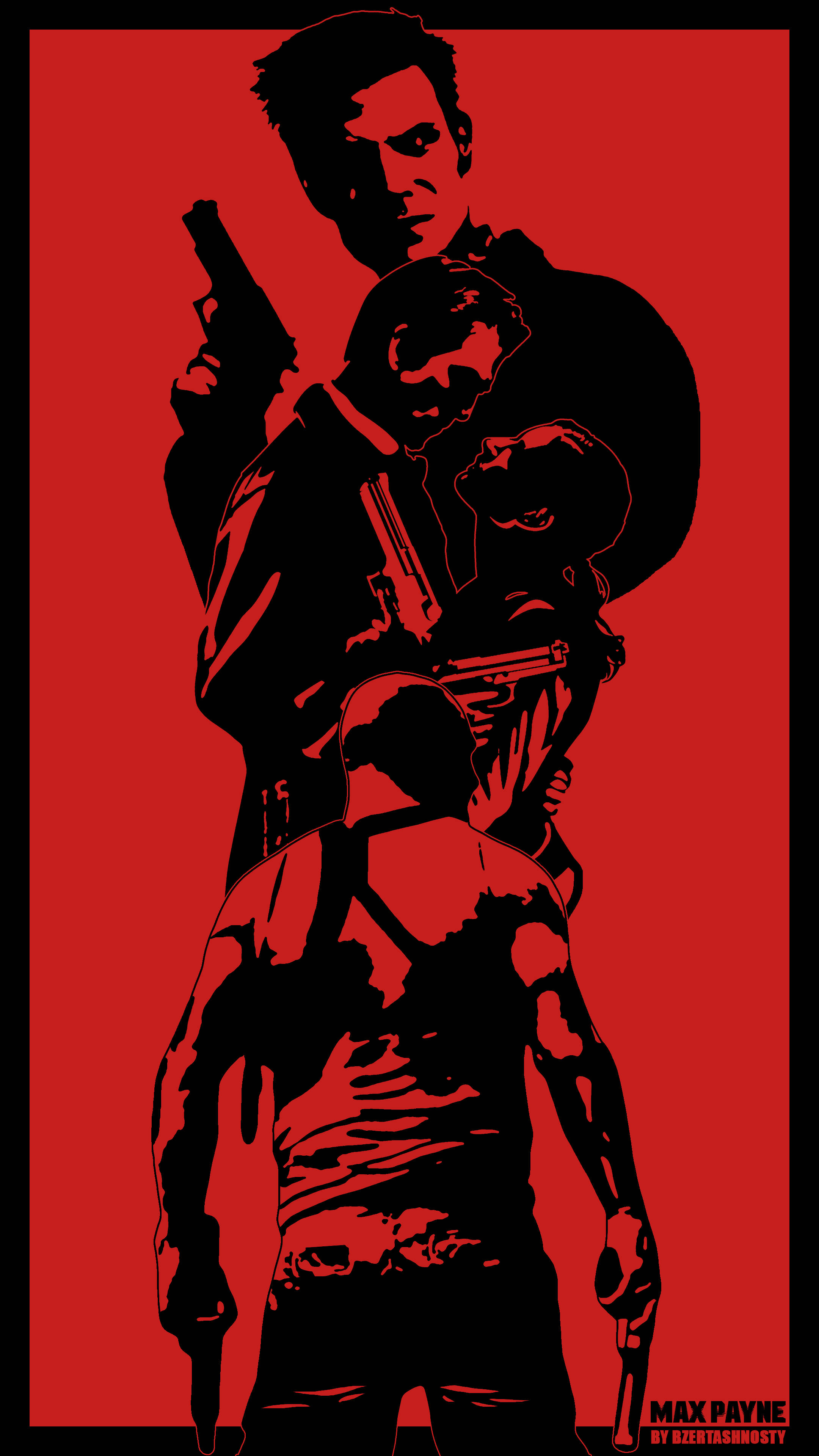 Max Payne, Red Max Payne Art, vivid red background, 4K Phone Wallpaper