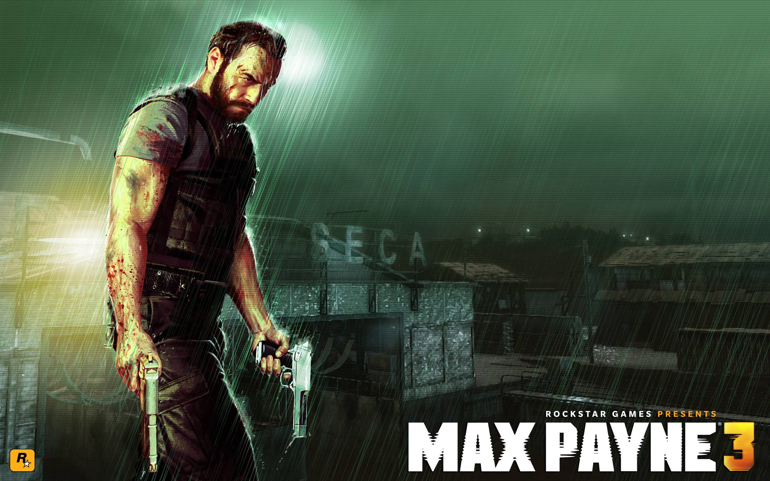 Max Payne, rainy night, bloodied arms, 2K Desktop Wallpaper