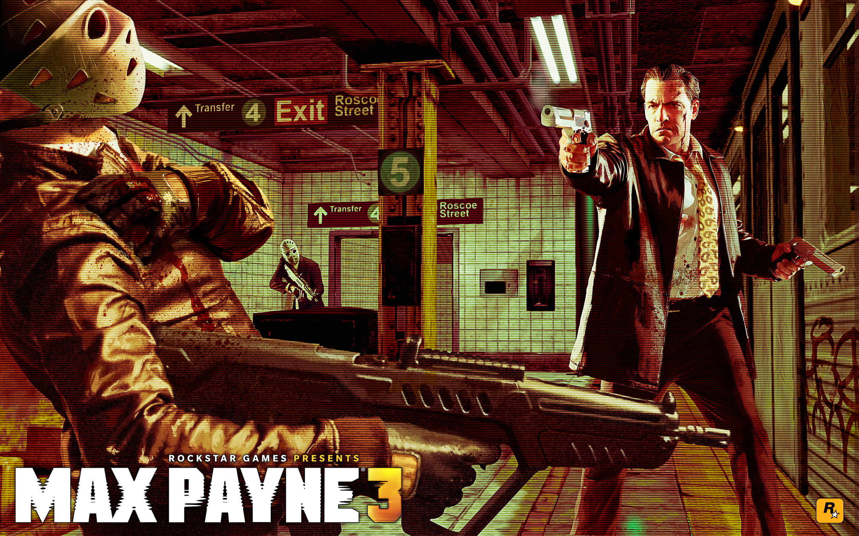 Max Payne 3, masked gunman, man in a suit, 2K Desktop Wallpaper