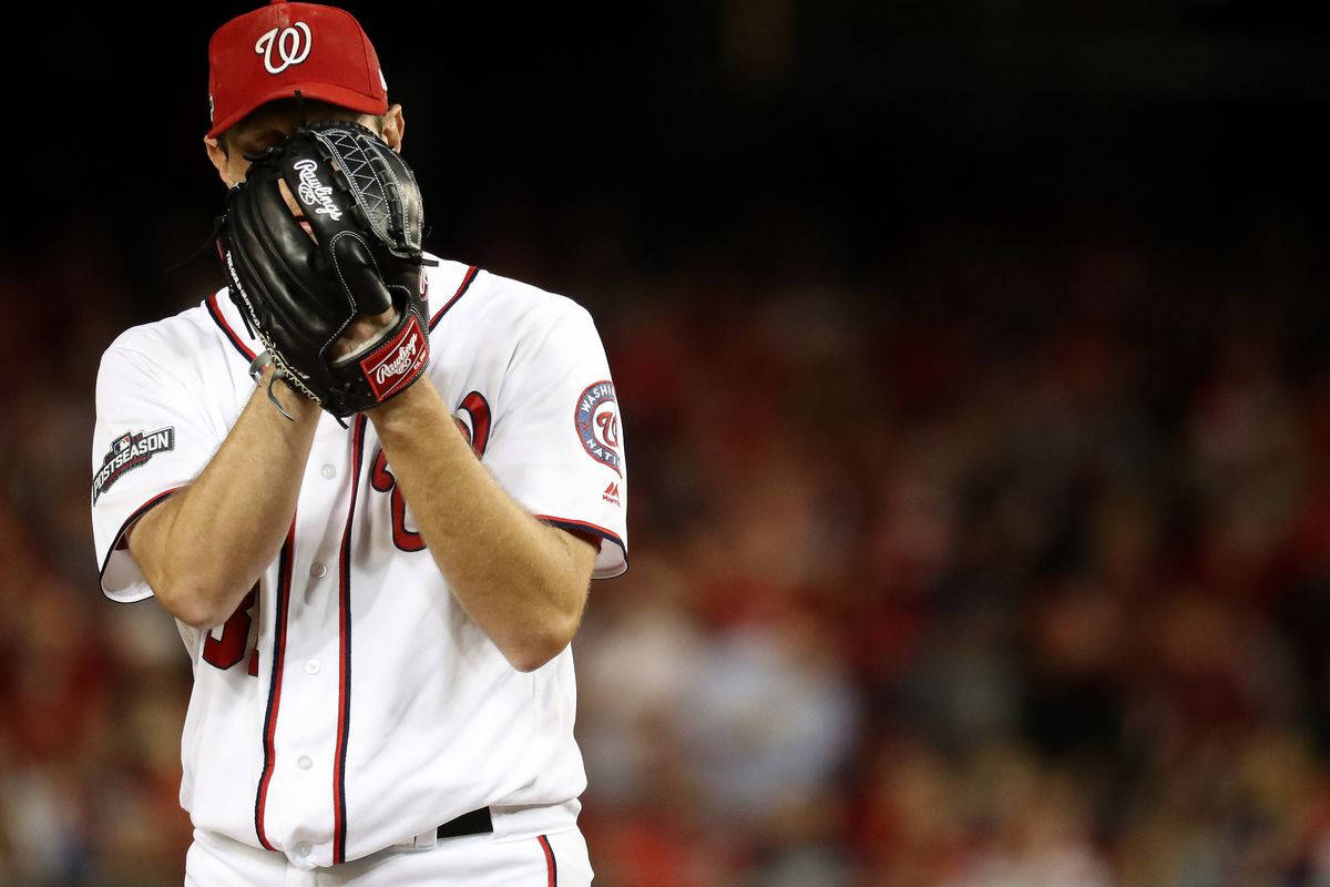 Max Scherzer, baseball pitcher, white and red uniform, SD Desktop Wallpaper