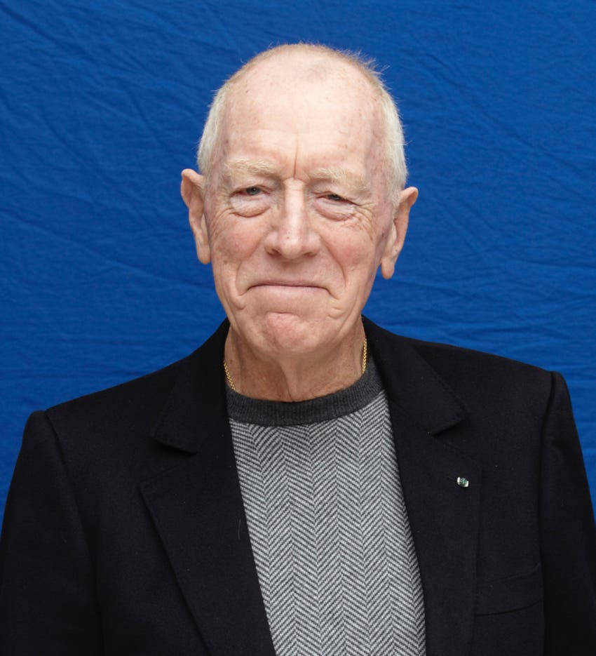 Max Von Sydow, white hair, black blazer, SD Phone Wallpaper