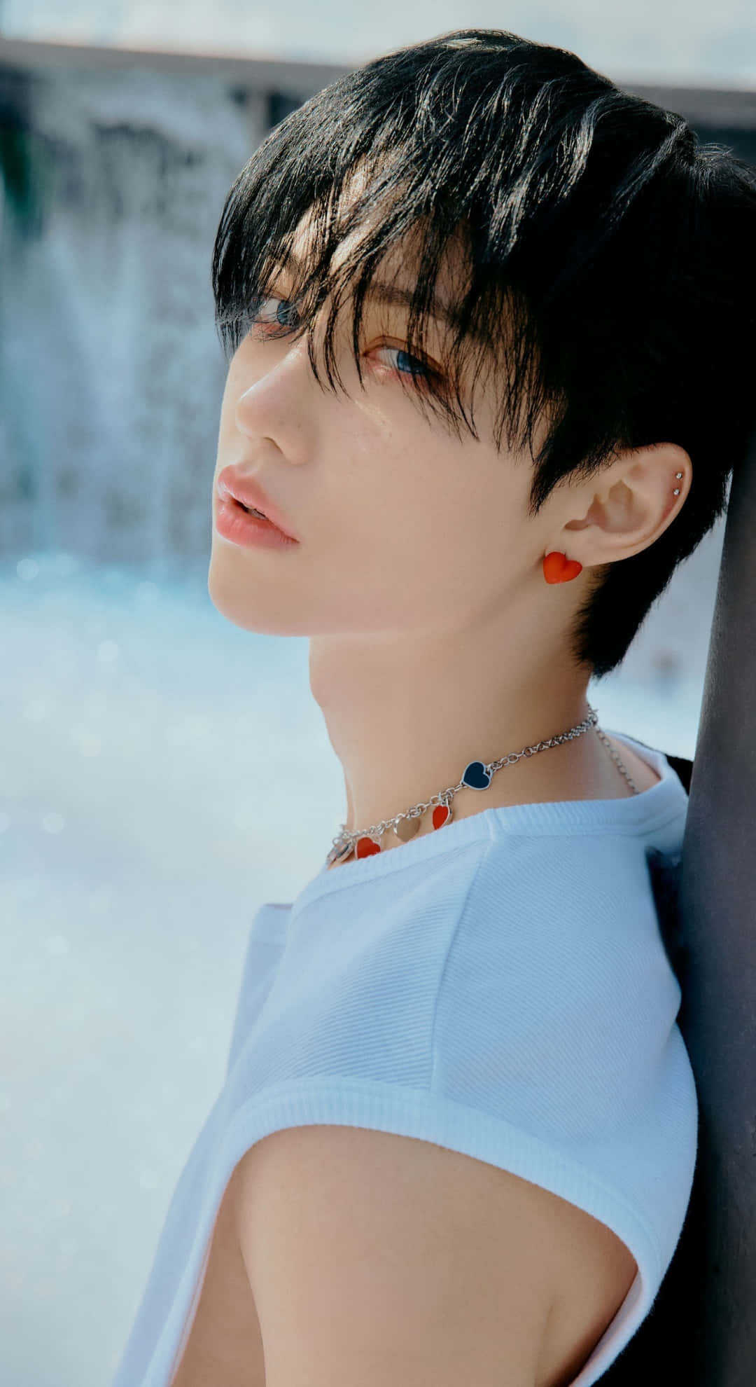 Maxident, light blue top, red heart earrings, Full HD Phone Wallpaper