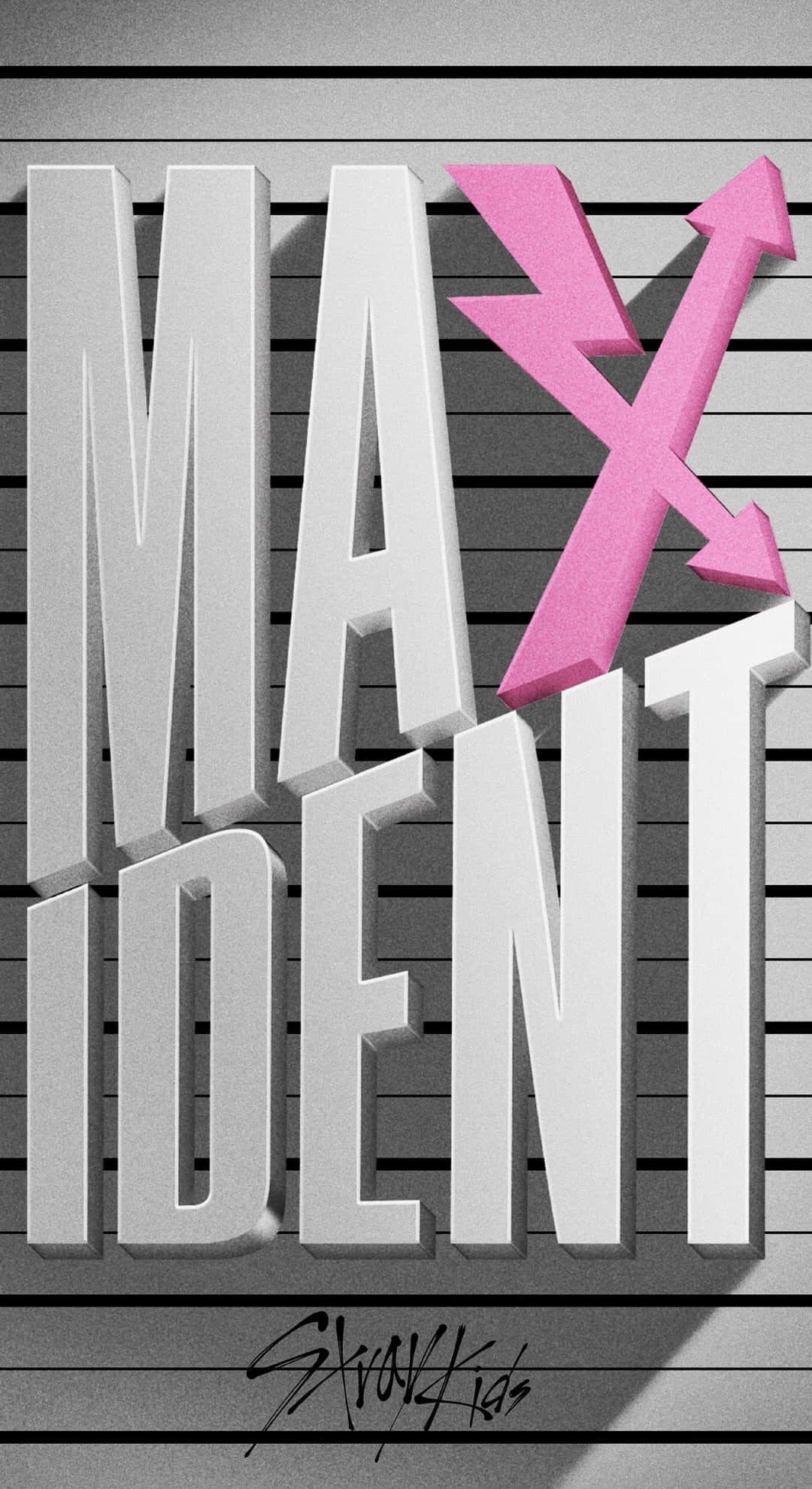 Maxident, silver 3d letters, vibrant pink arrow, Full HD Phone Wallpaper