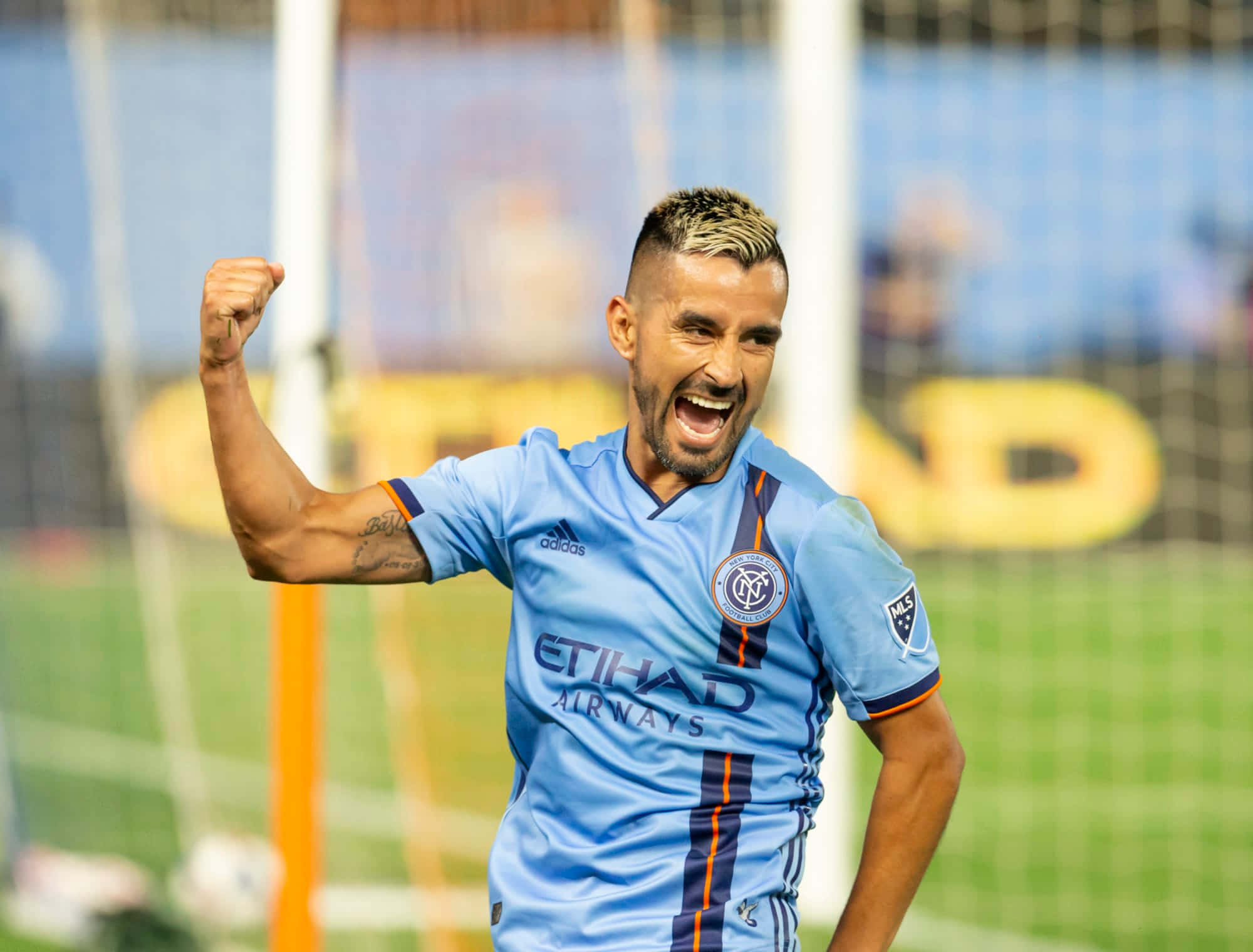 Maximiliano Moralez, light blue jersey, green field, Full HD Desktop Wallpaper