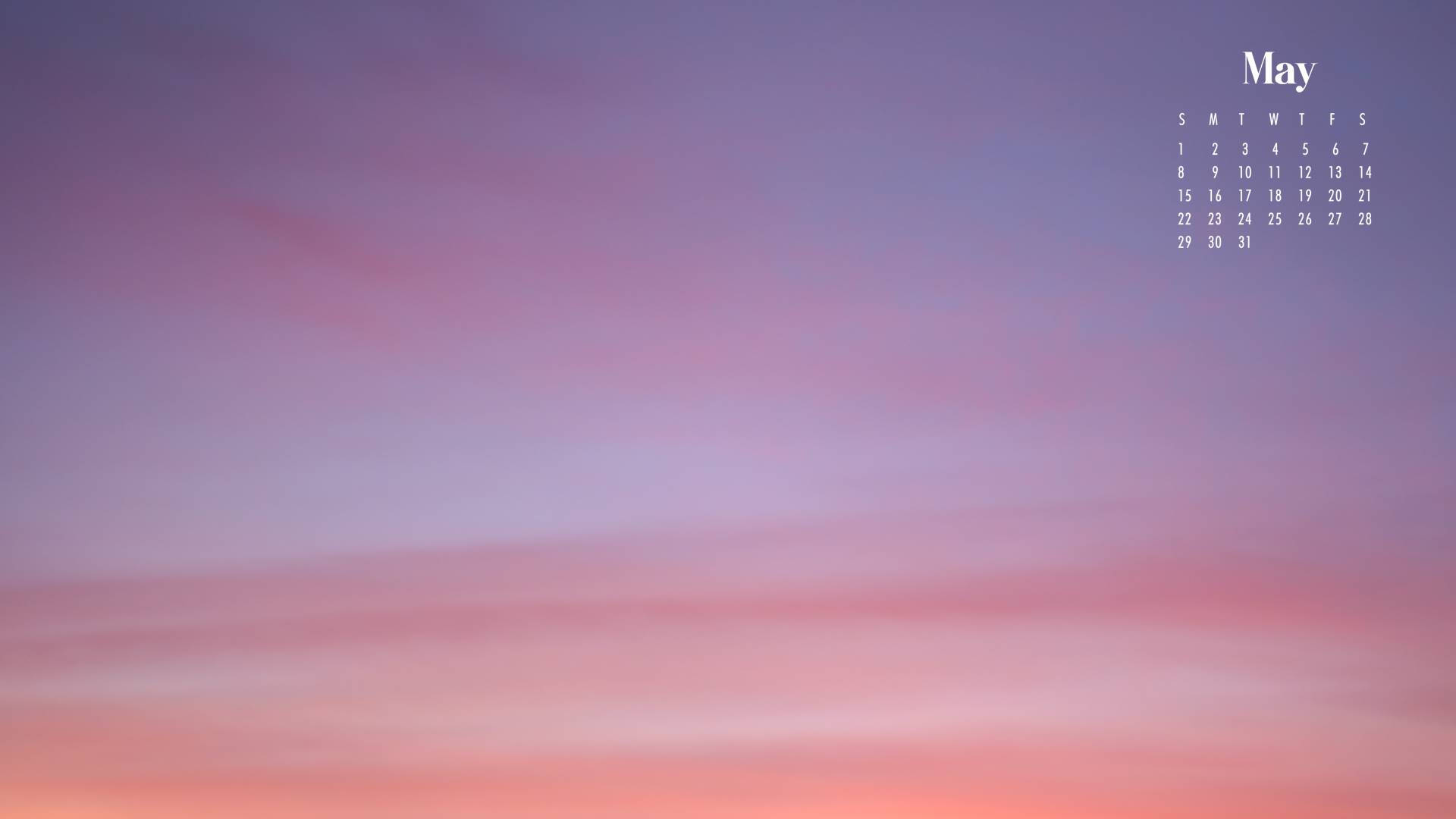 May 2022 Calendar, pastel sky, soft pink, Full HD Desktop Wallpaper