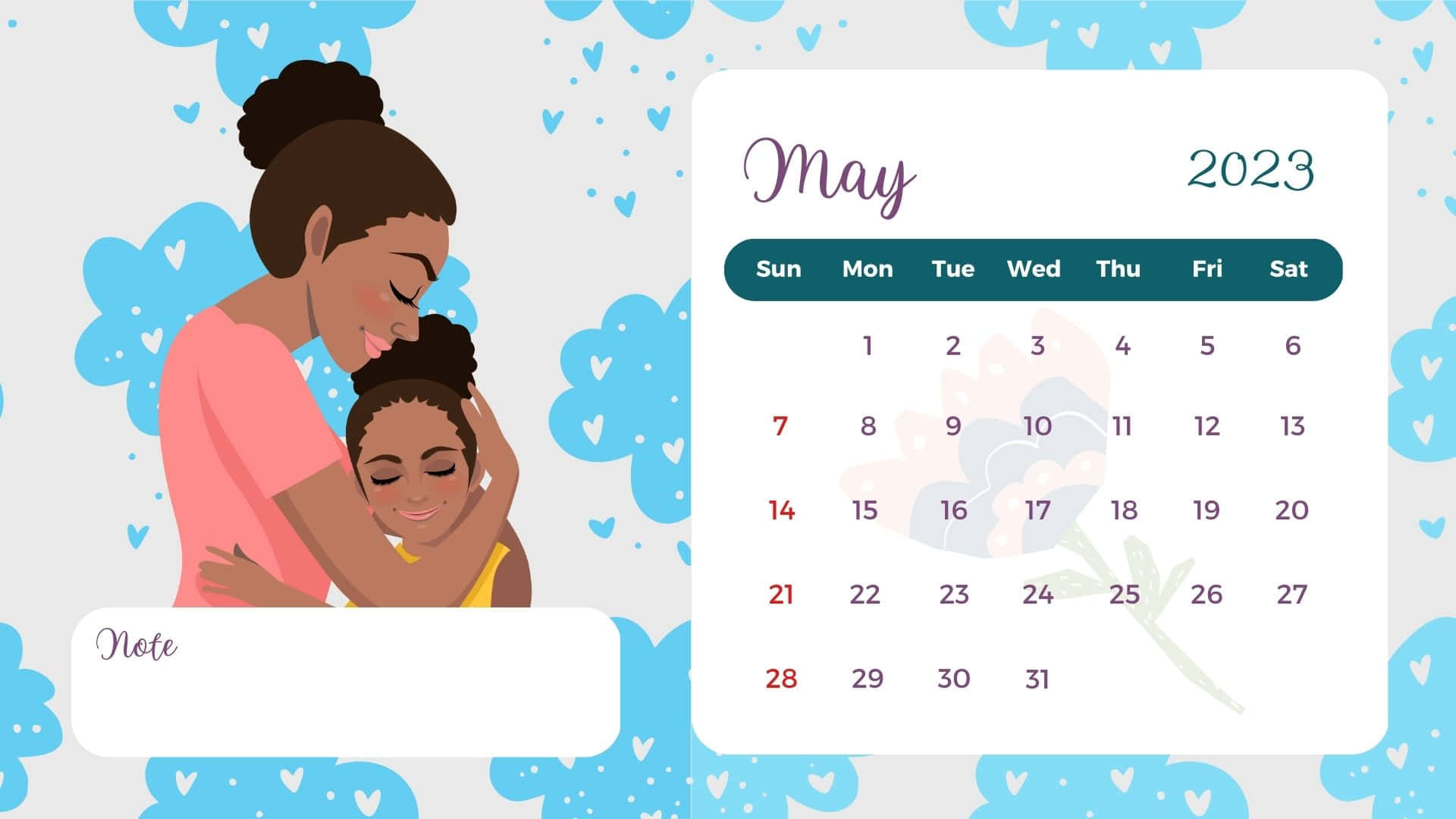 May 2023 calendar, woman, child, Full HD Desktop Wallpaper