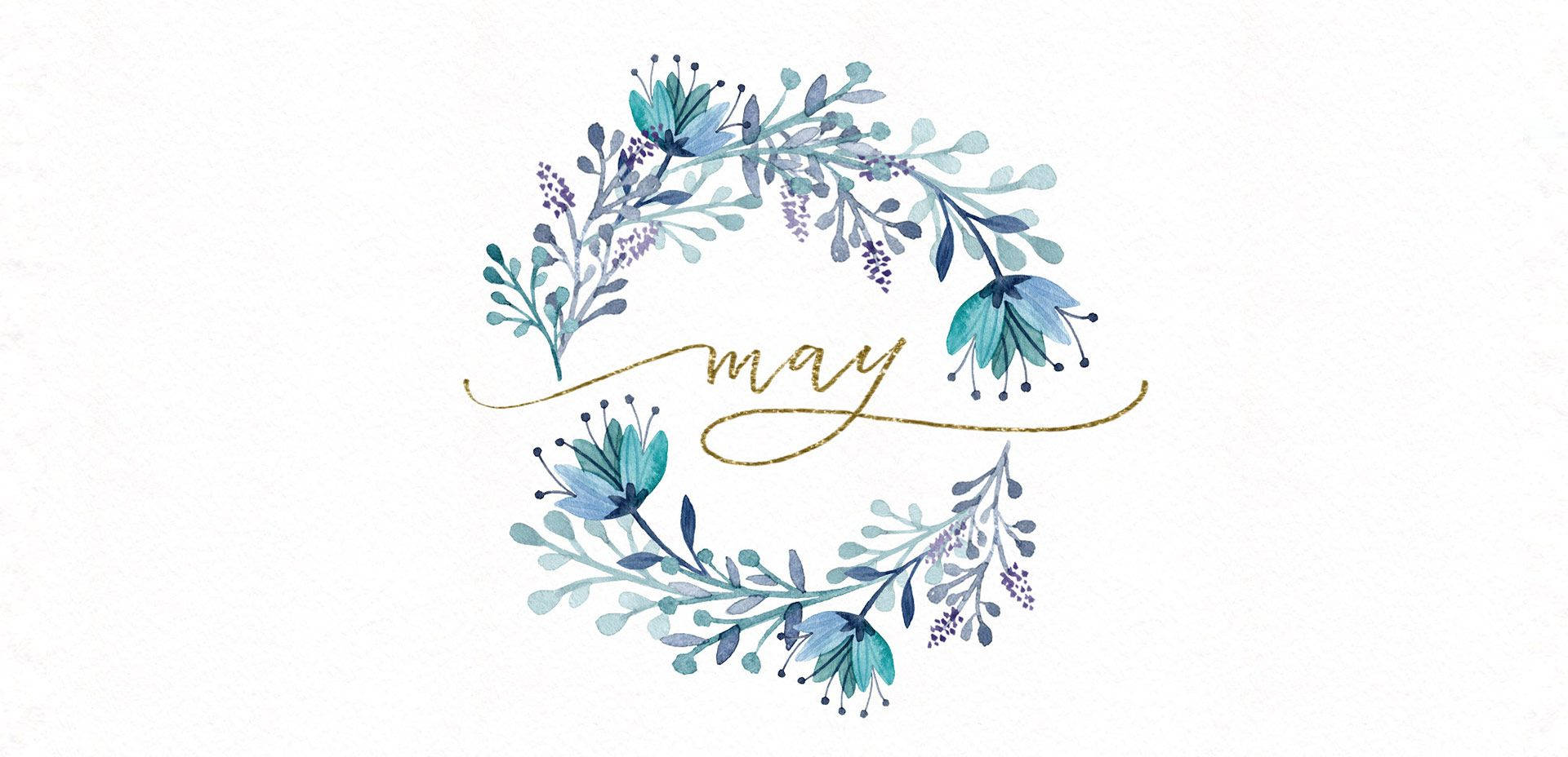 May, golden, blue flowers, Full HD Desktop Wallpaper
