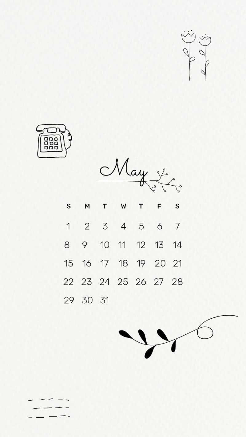 May, minimalist, floral calendar, HD Phone Wallpaper