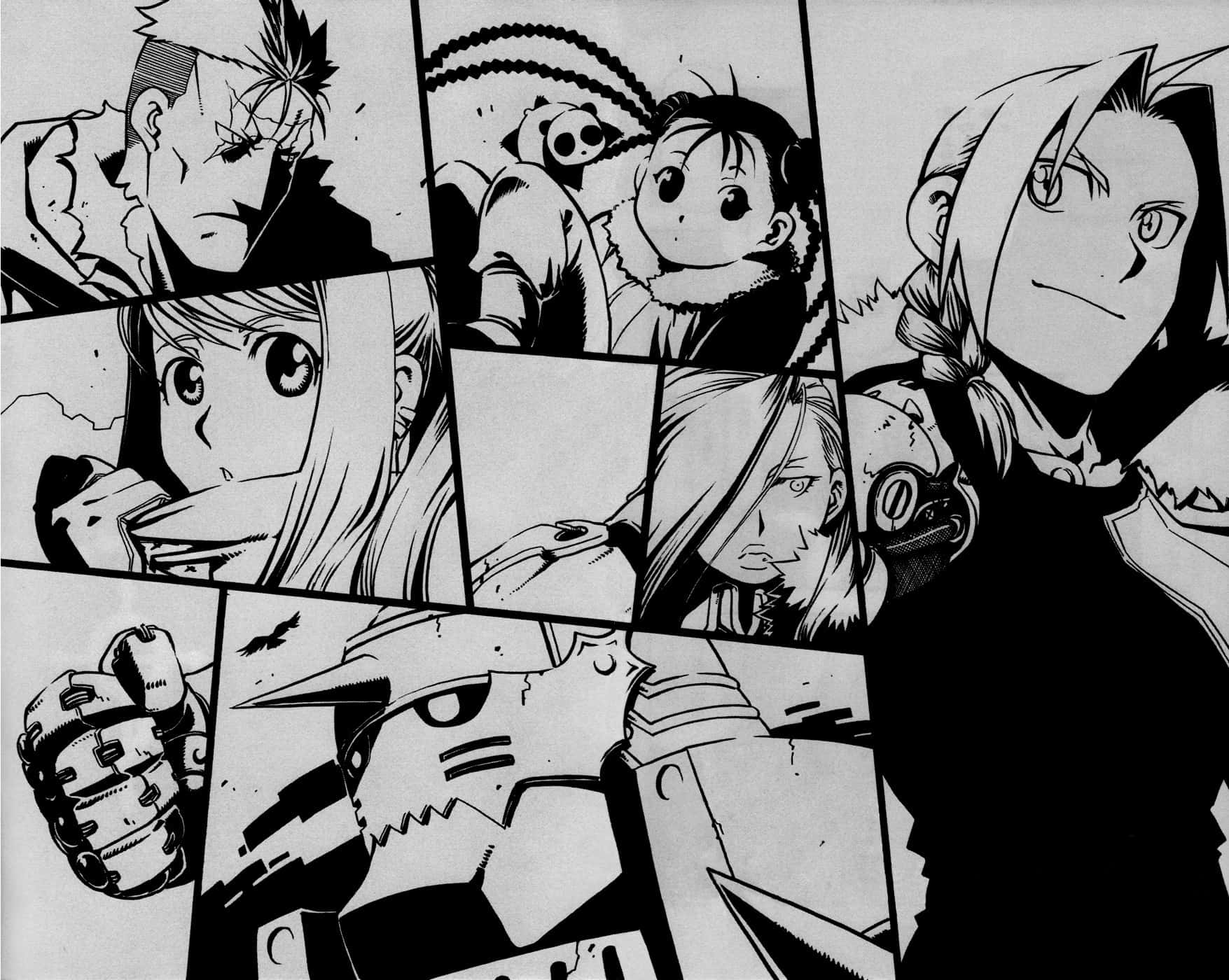 May Chang, mystical forest, black and white manga panels, HD Desktop Wallpaper