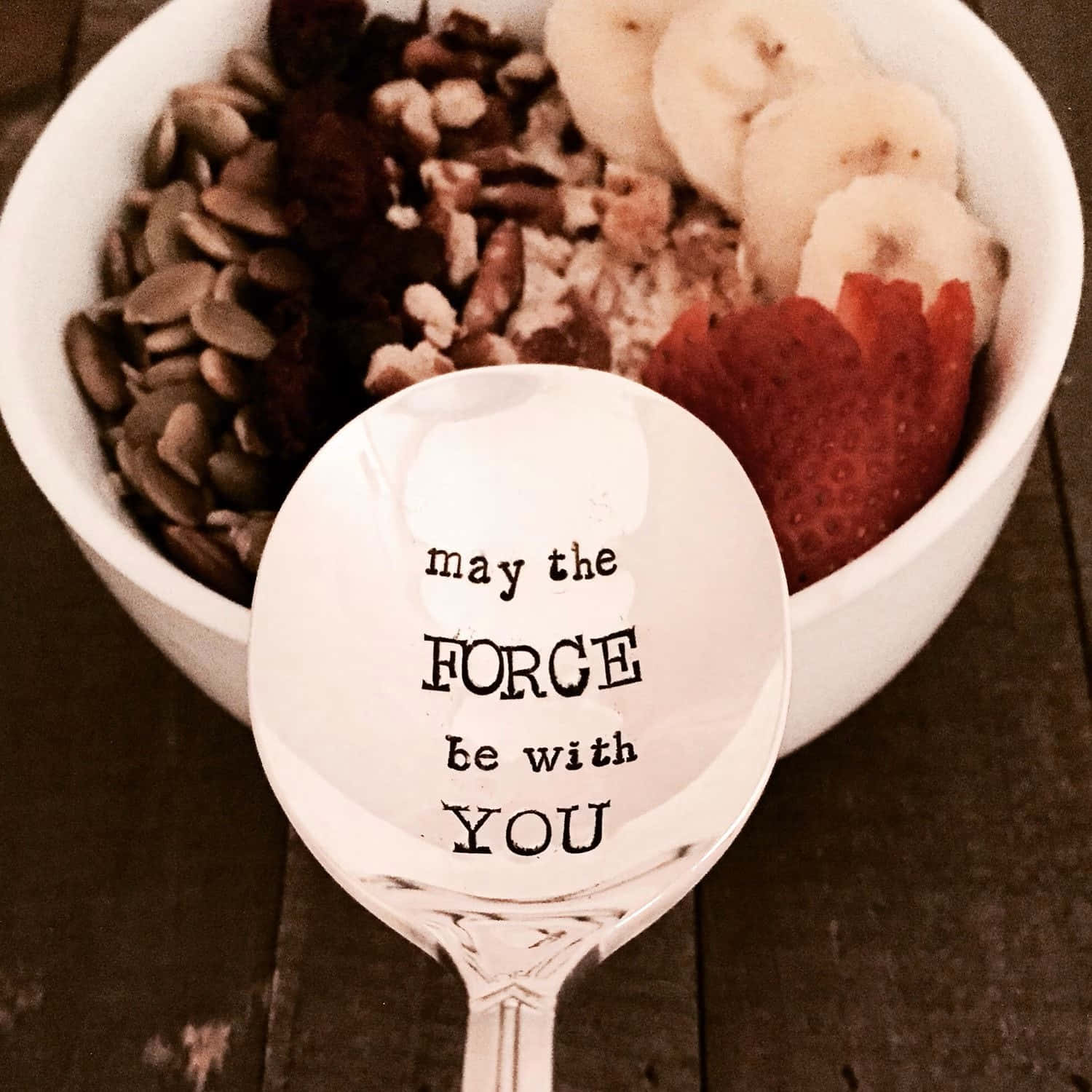 May The Force Be With You, white bowl, granola seeds, HD Desktop Wallpaper