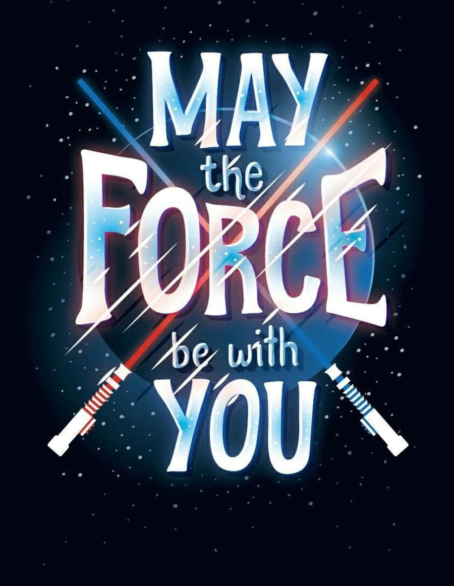 May The Force Be With You, lightsabers, red and blue lightsabers, SD Phone Wallpaper