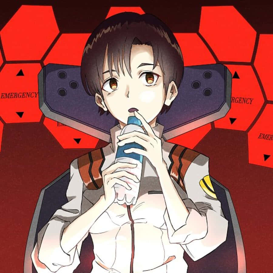 Maya Ibuki, white uniform, red hexagonal emergency wall, SD Desktop Wallpaper