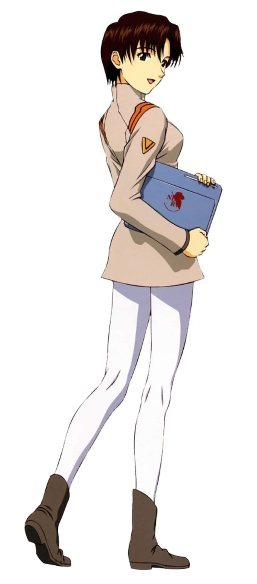 Maya Ibuki, beige uniform, blue folder, Full HD Phone Wallpaper