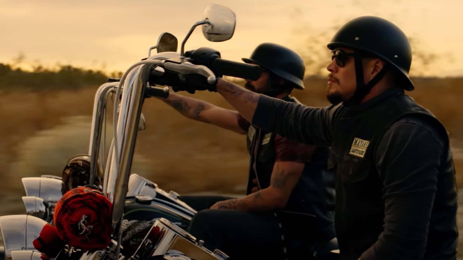 Mayans MC, black helmets, custom motorcycle, Full HD Desktop Wallpaper