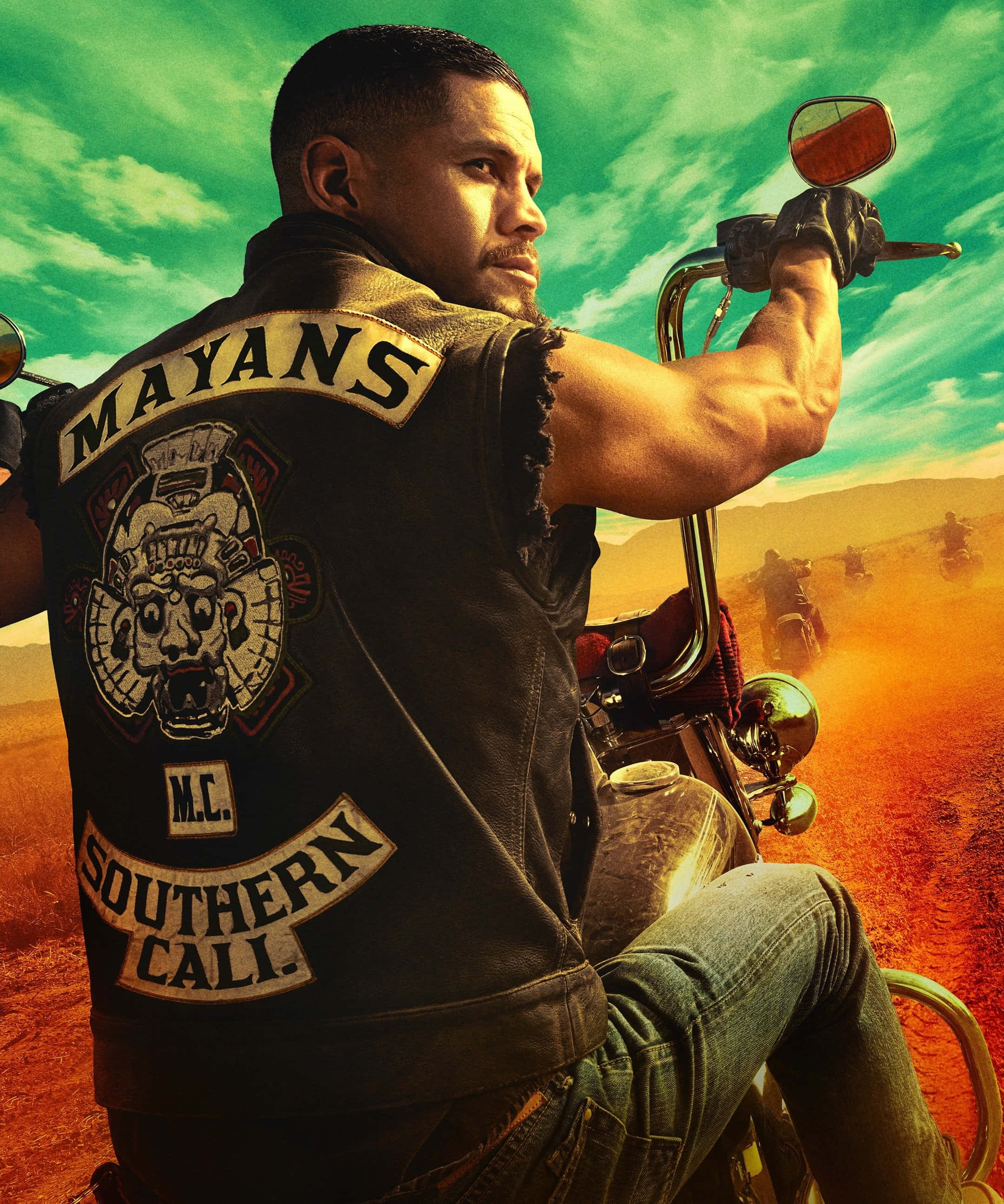 Mayans M.C., motorcycle, dusty desert, 2K Phone Wallpaper