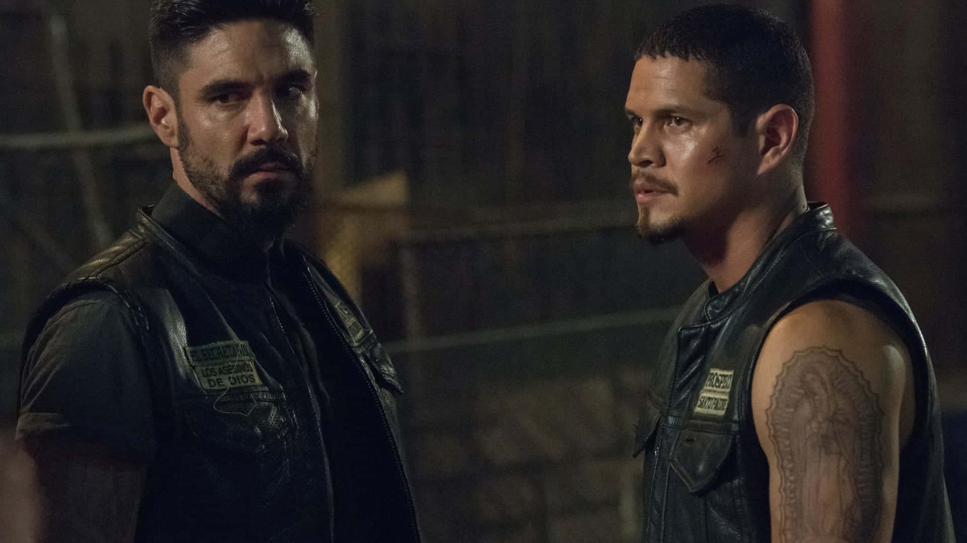 Mayans MC, leather vests, patches, Full HD Desktop Wallpaper