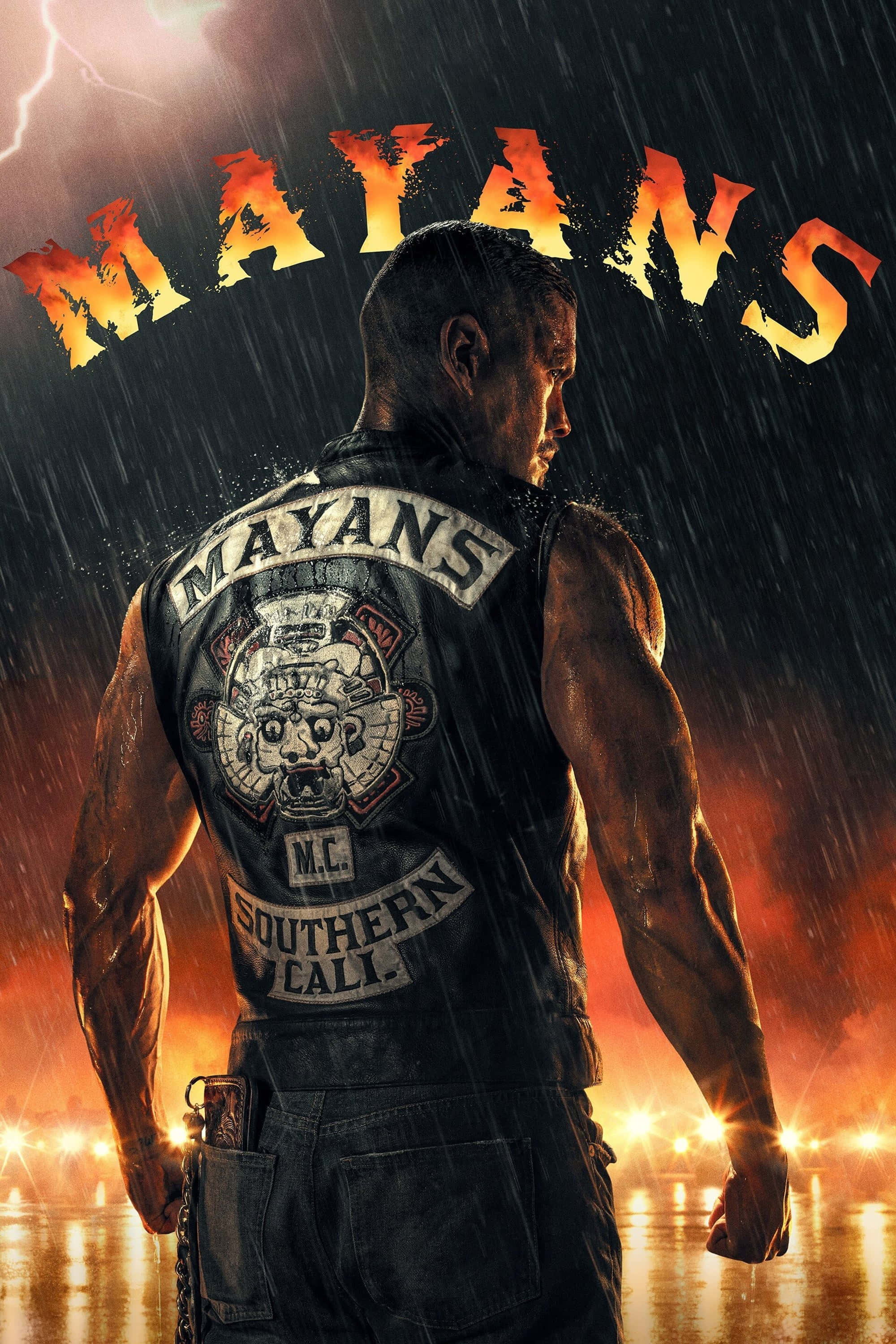 Mayans M.C., muscular man, rain, 2K Phone Wallpaper