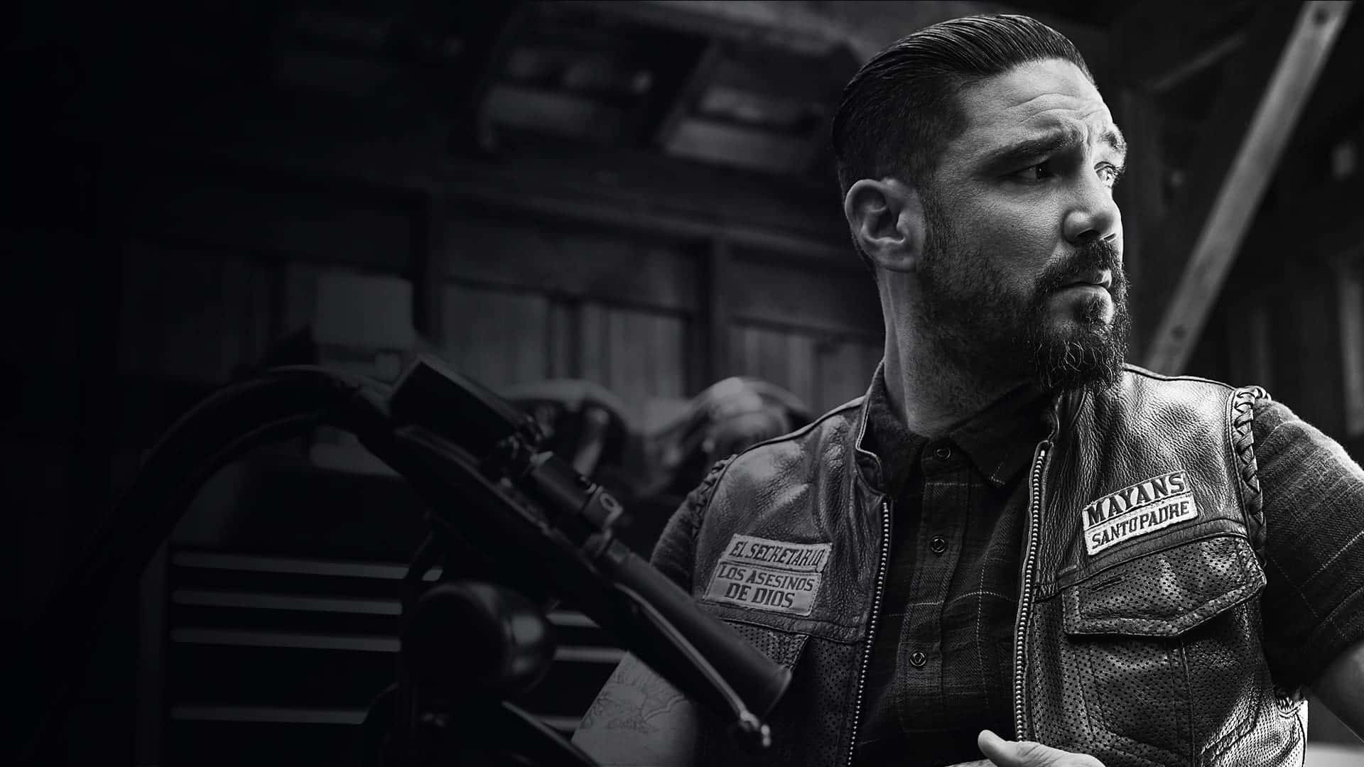 Mayans, leather vest, motorcycle, Full HD Desktop Wallpaper