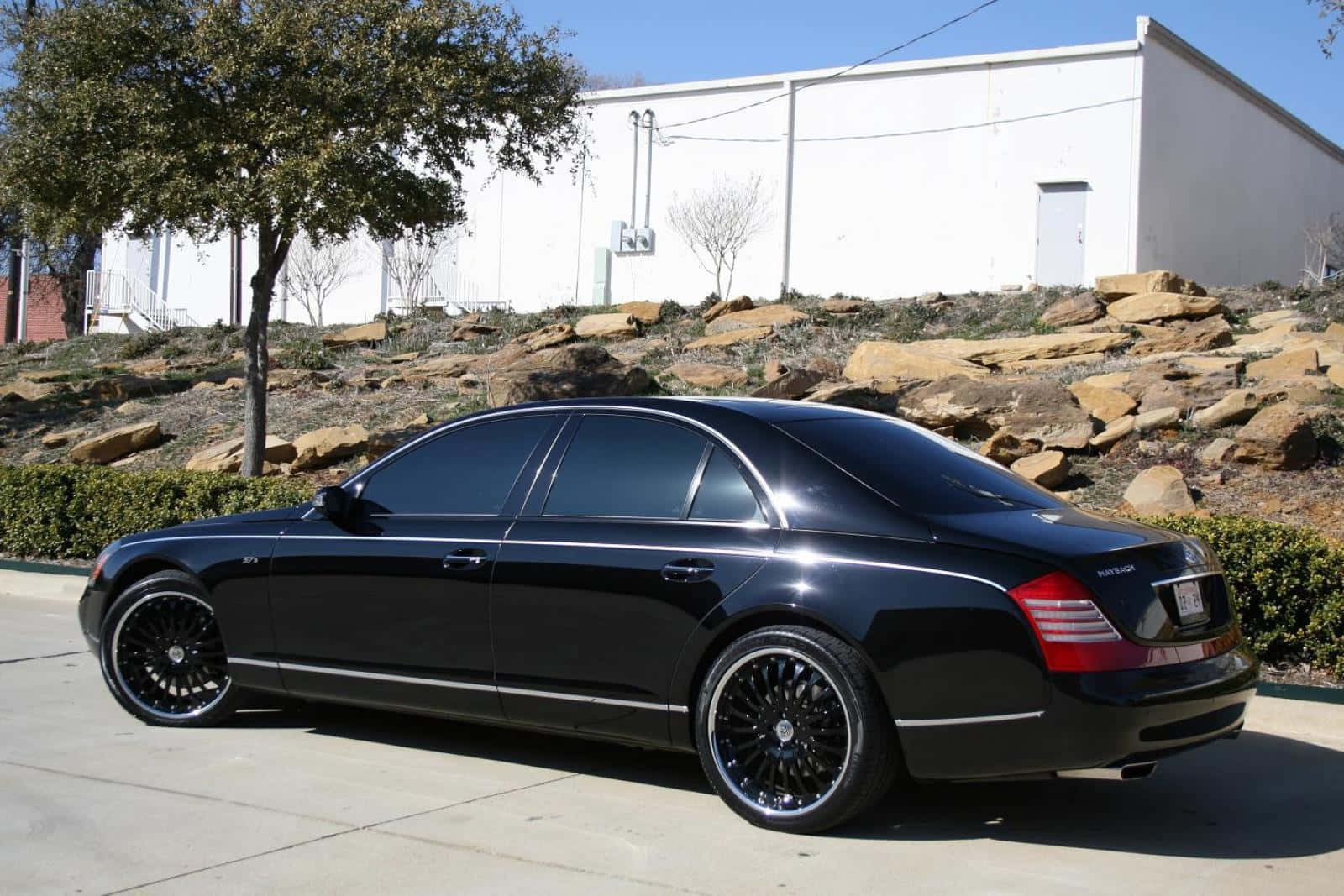 Maybach 57, black, custom black rims, HD Desktop Wallpaper