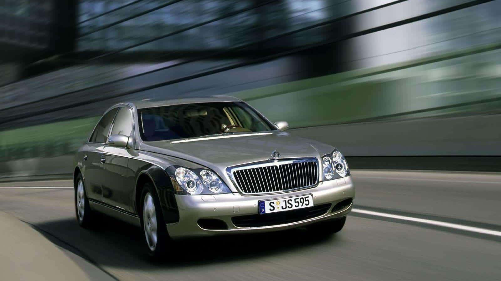 Maybach 57, silver, urban highway, HD Desktop Wallpaper