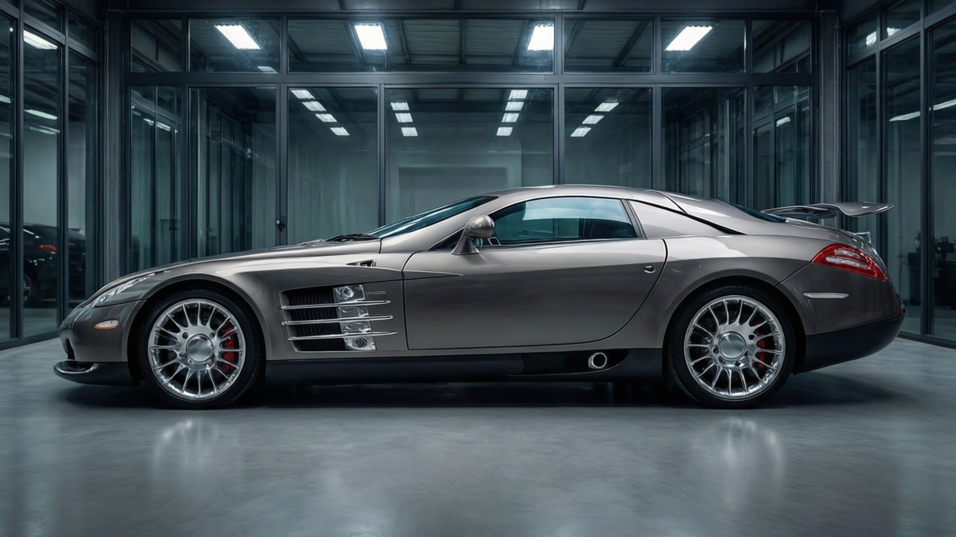 Maybach Exelero, silver, rear wing, Full HD Desktop Wallpaper