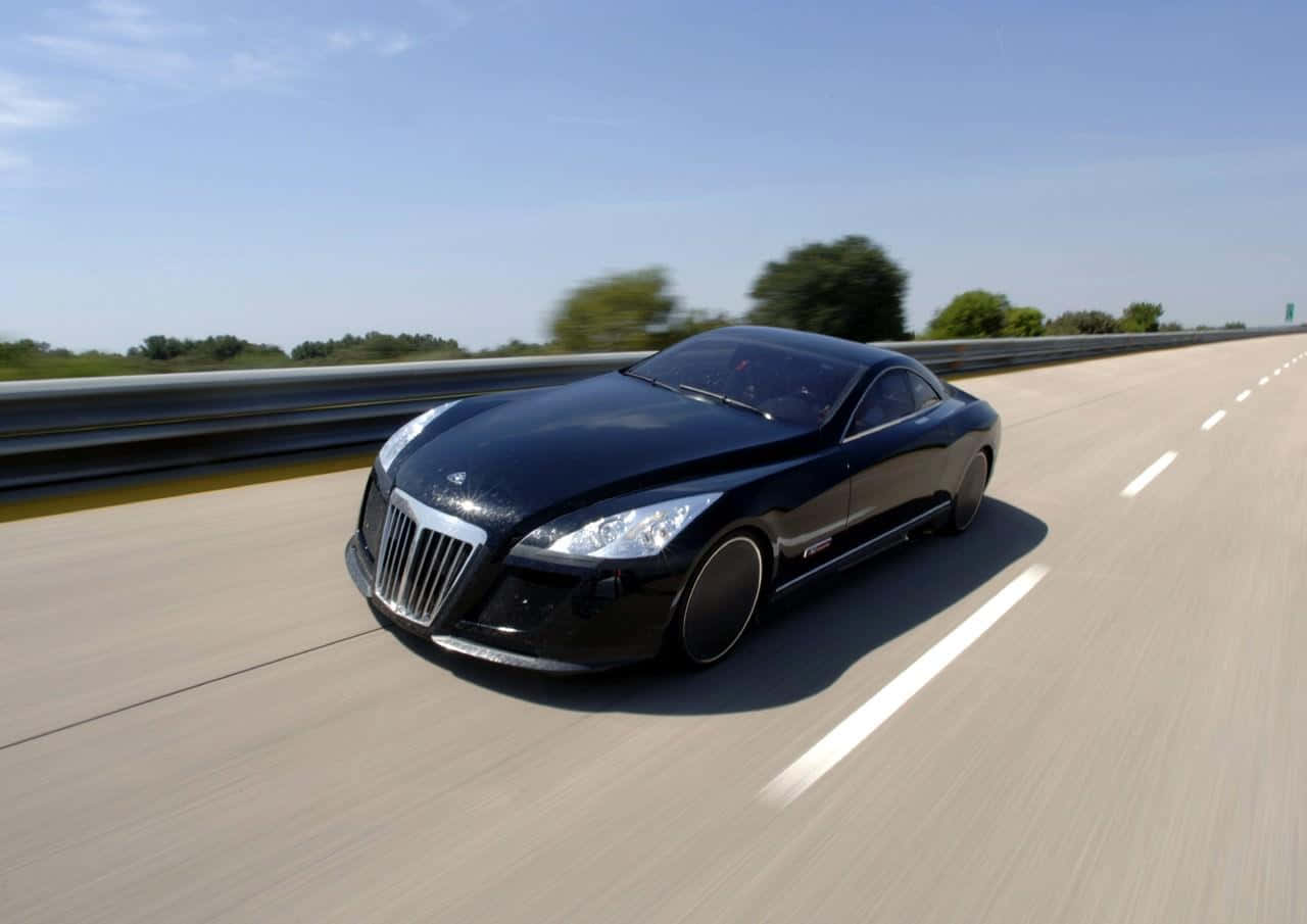 Maybach Exelero, black, sunlit highway, HD Desktop Wallpaper