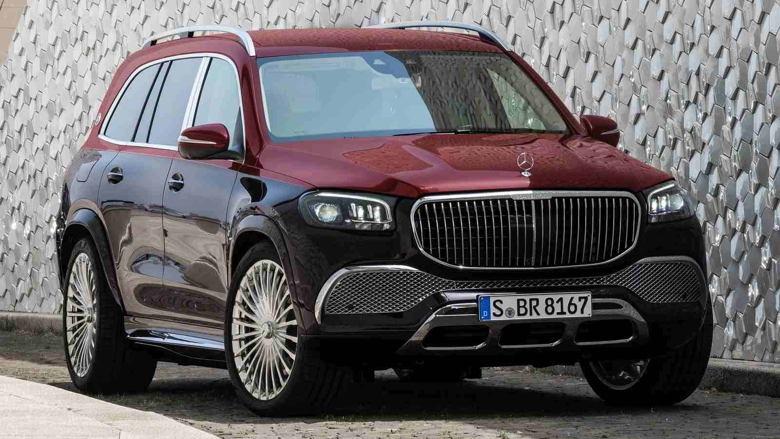 Maybach GLS 600, maroon, chrome accents, HD Desktop Wallpaper