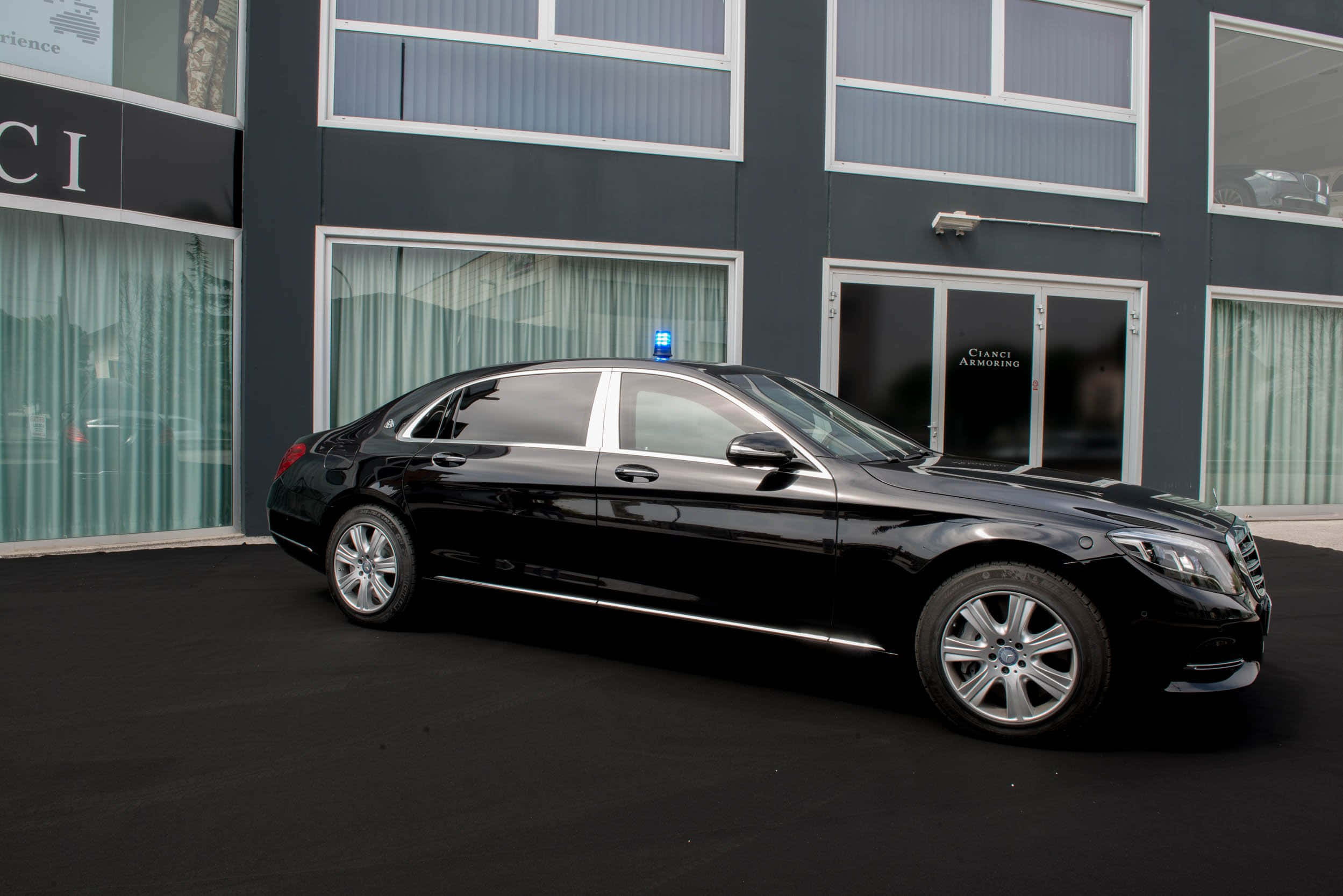 Maybach S600, sleek black luxury sedan, modern gray building, Full HD Desktop Wallpaper