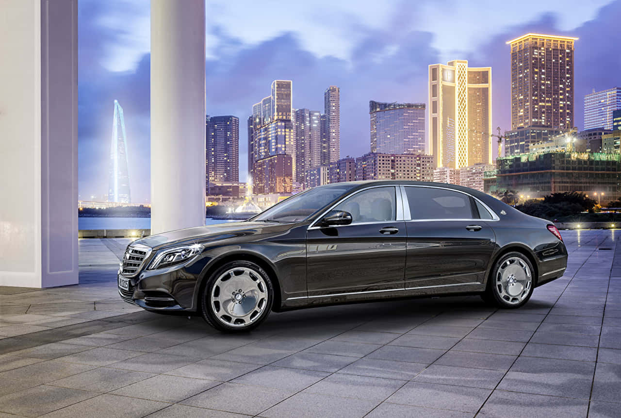 Maybach S600, urban night scene, dark gray, HD Desktop Wallpaper