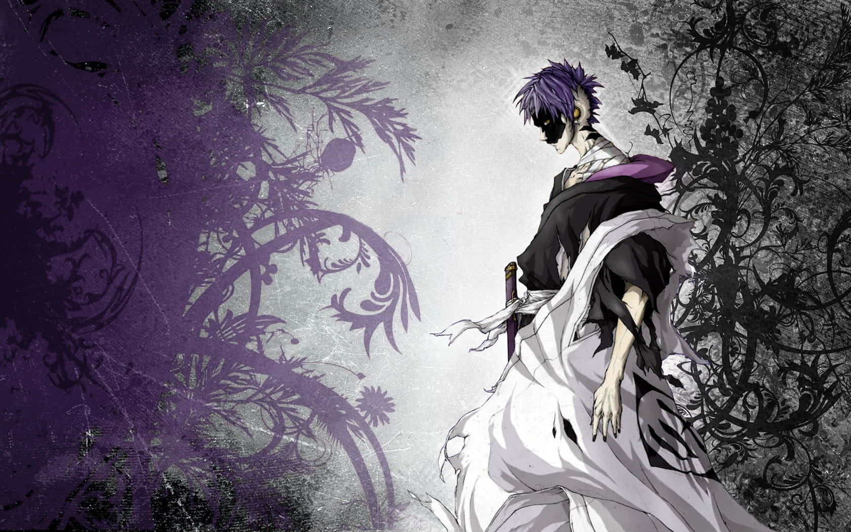 Mayuri Kurotsuchi, 12th Division of the Gotei 13, purple-haired anime warrior, HD Desktop Wallpaper