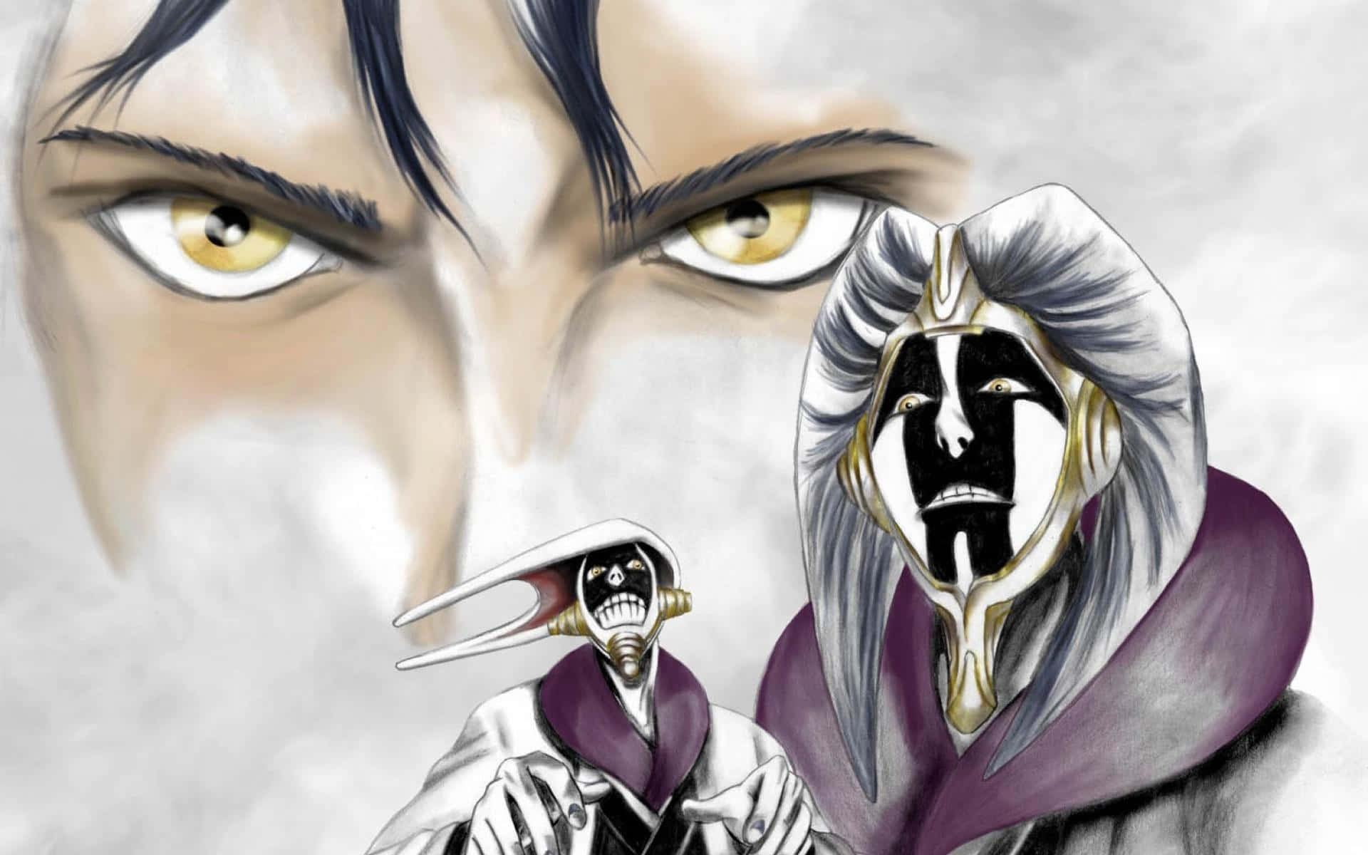 Mayuri Kurotsuchi, yellow-eyed, purple robes, Full HD Desktop Wallpaper