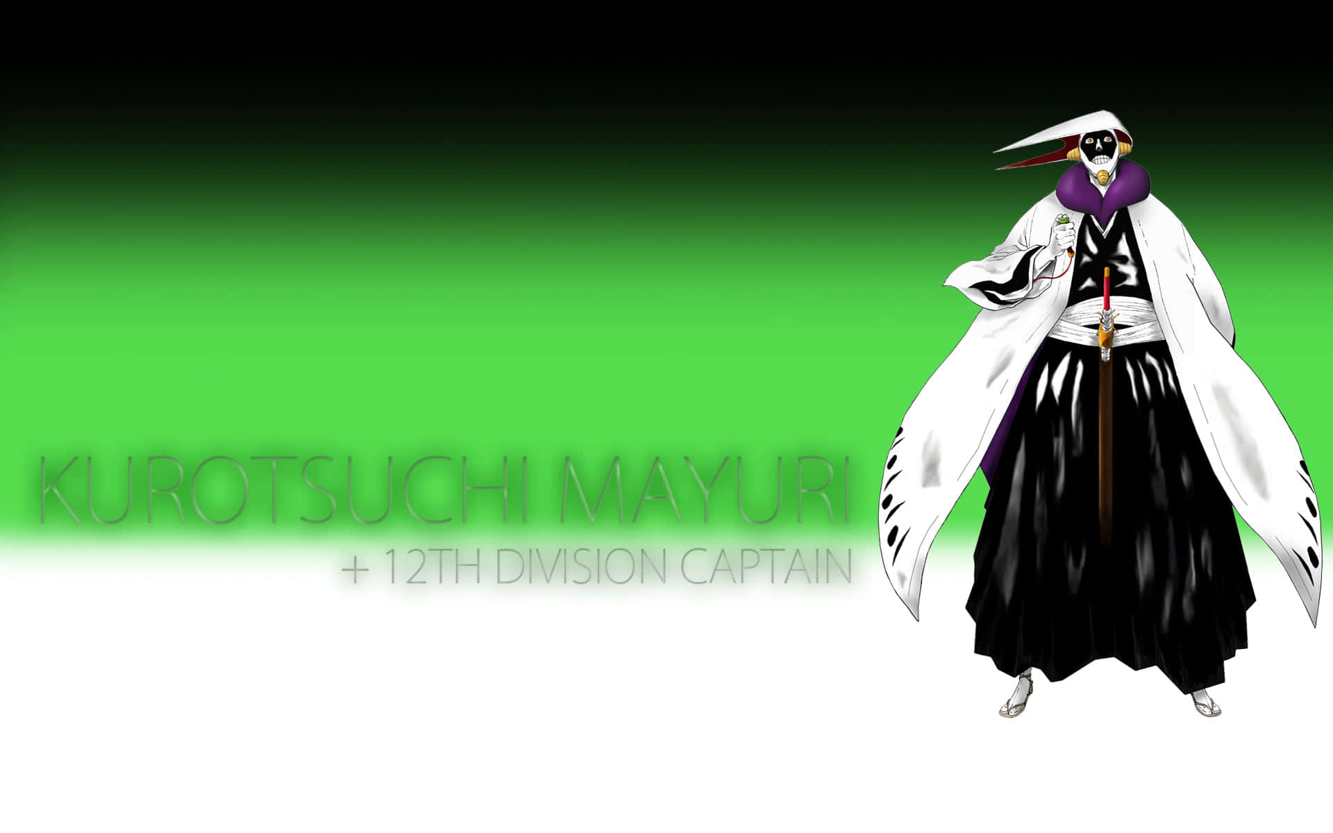 Mayuri Kurotsuchi, 12th Division Captain, white and black uniform, Full HD Desktop Wallpaper