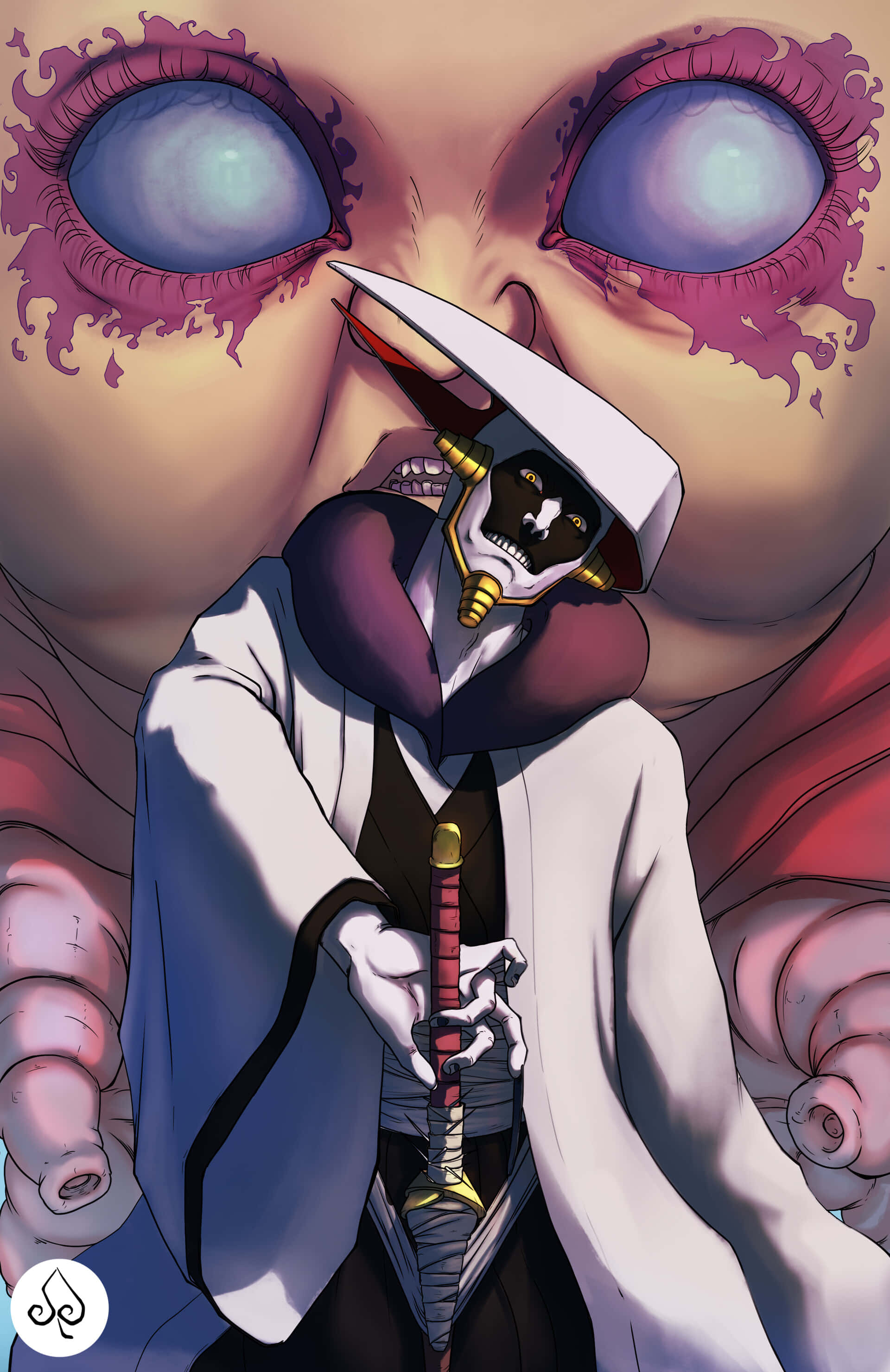 Mayuri Kurotsuchi, white robes, sword, 2K Phone Wallpaper
