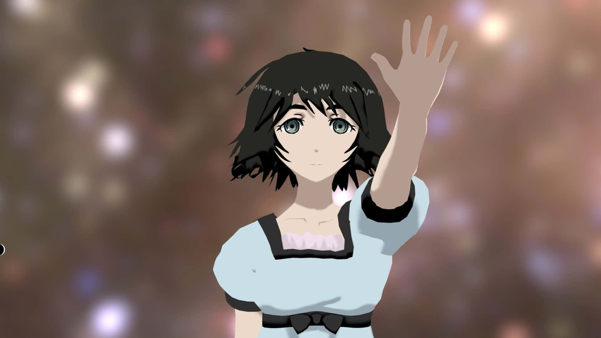 Mayuri Shiina, short black hair, blue eyes, Full HD Desktop Wallpaper