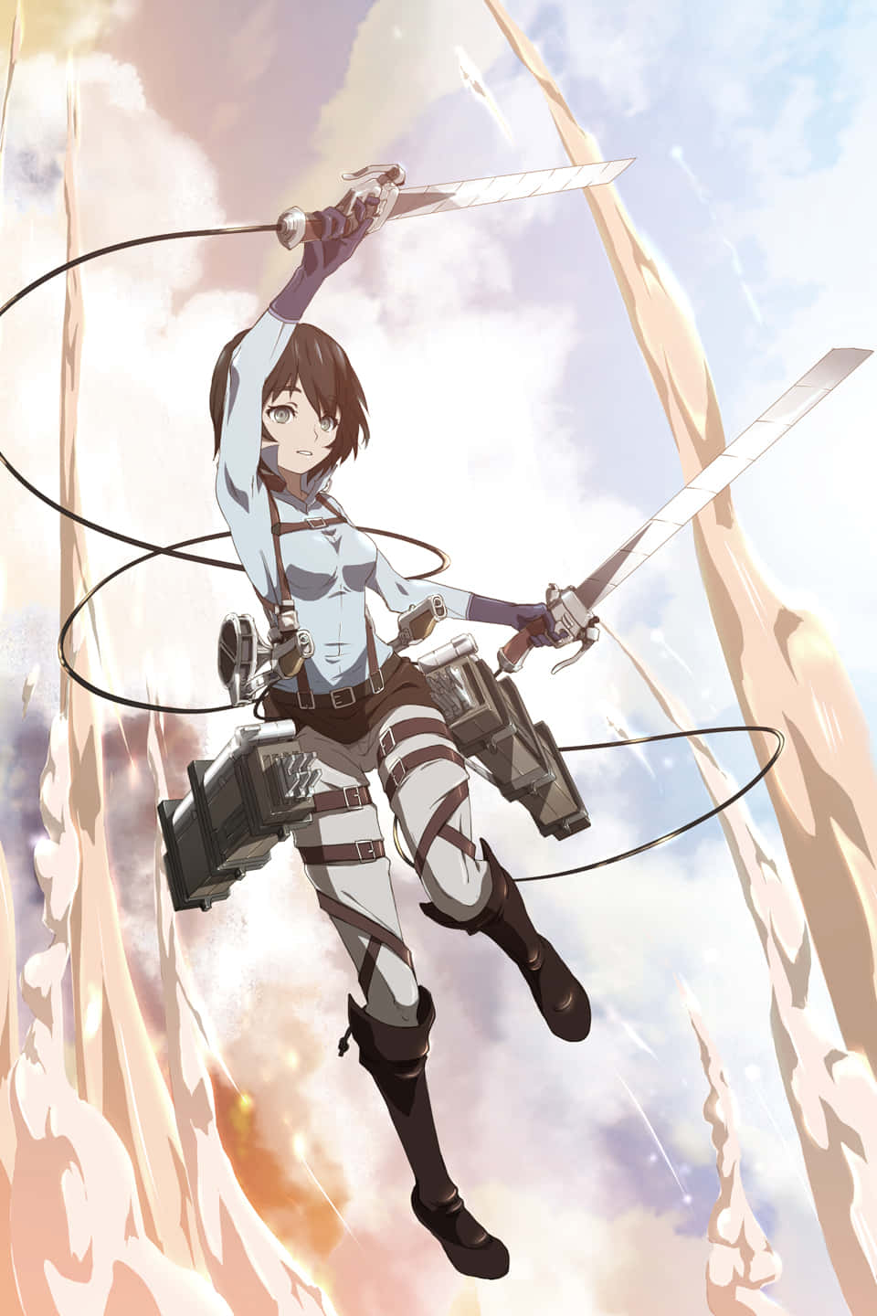 Mayuri Shiina, white and black combat suit, two swords, HD Phone Wallpaper