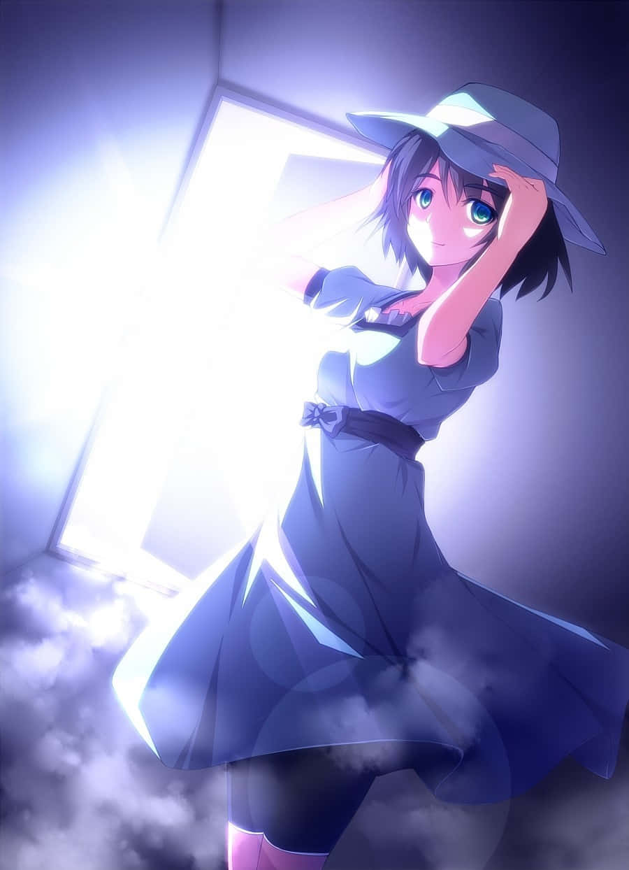 Mayuri Shiina, blue-eyed anime girl, blue dress, SD Phone Wallpaper