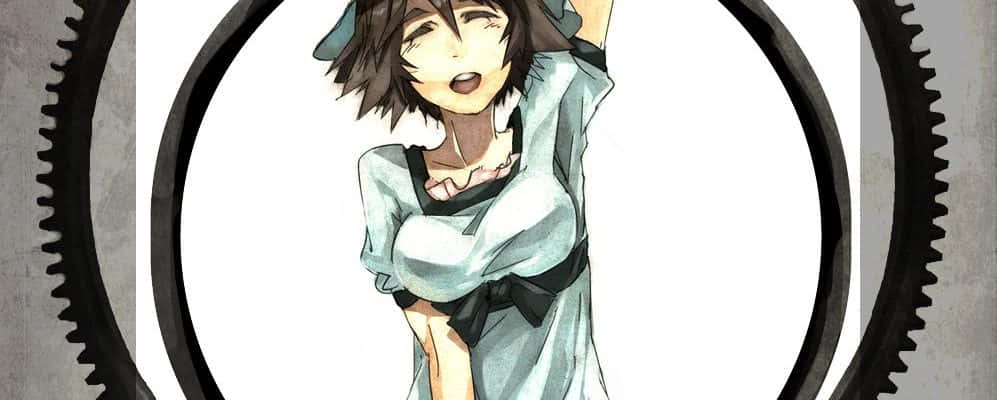 Mayuri Shiina, messy brown hair, light blue dress, SD Desktop Wallpaper