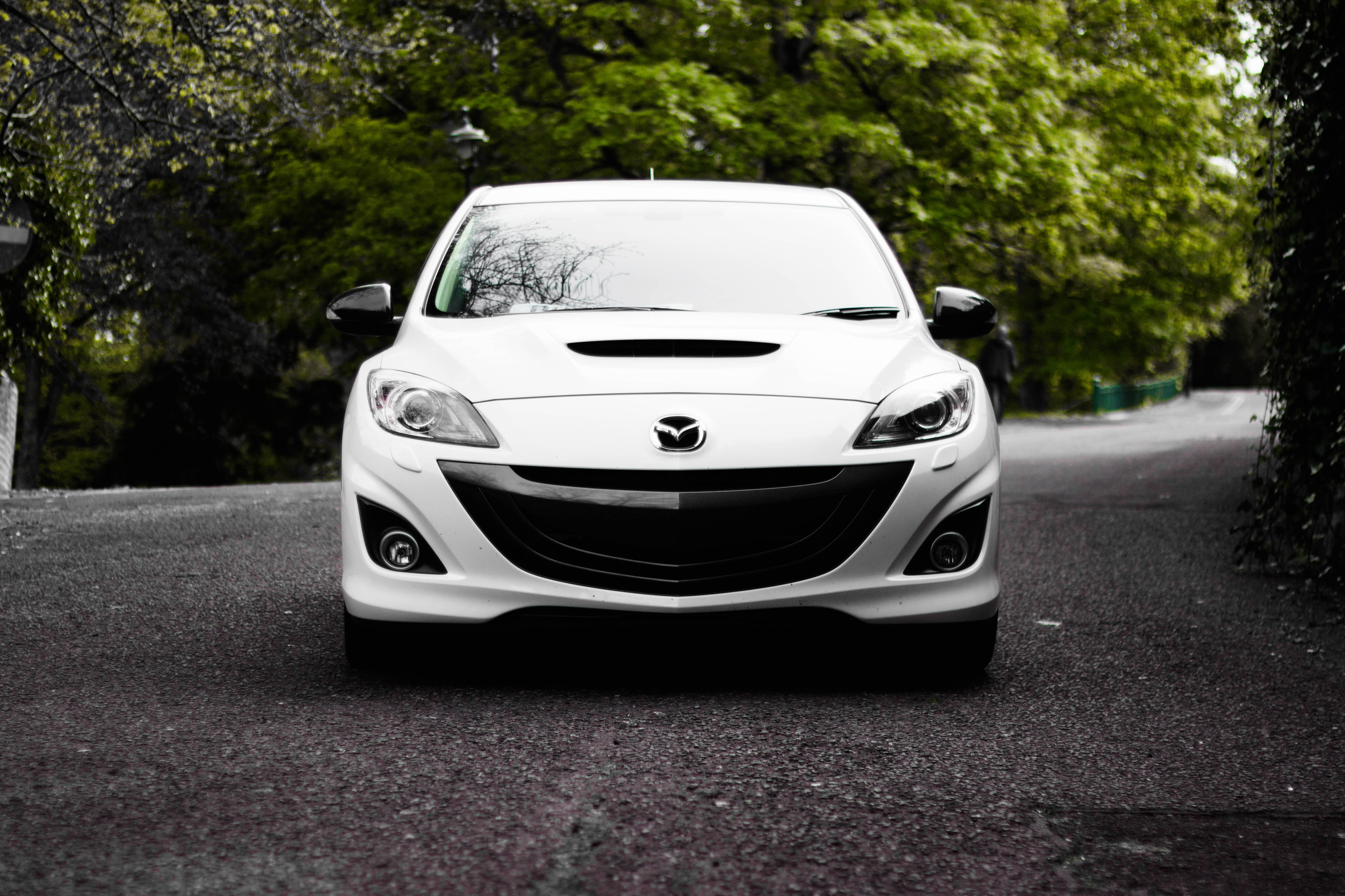Mazda 3 Hatchback, white, front, 4K Desktop Wallpaper